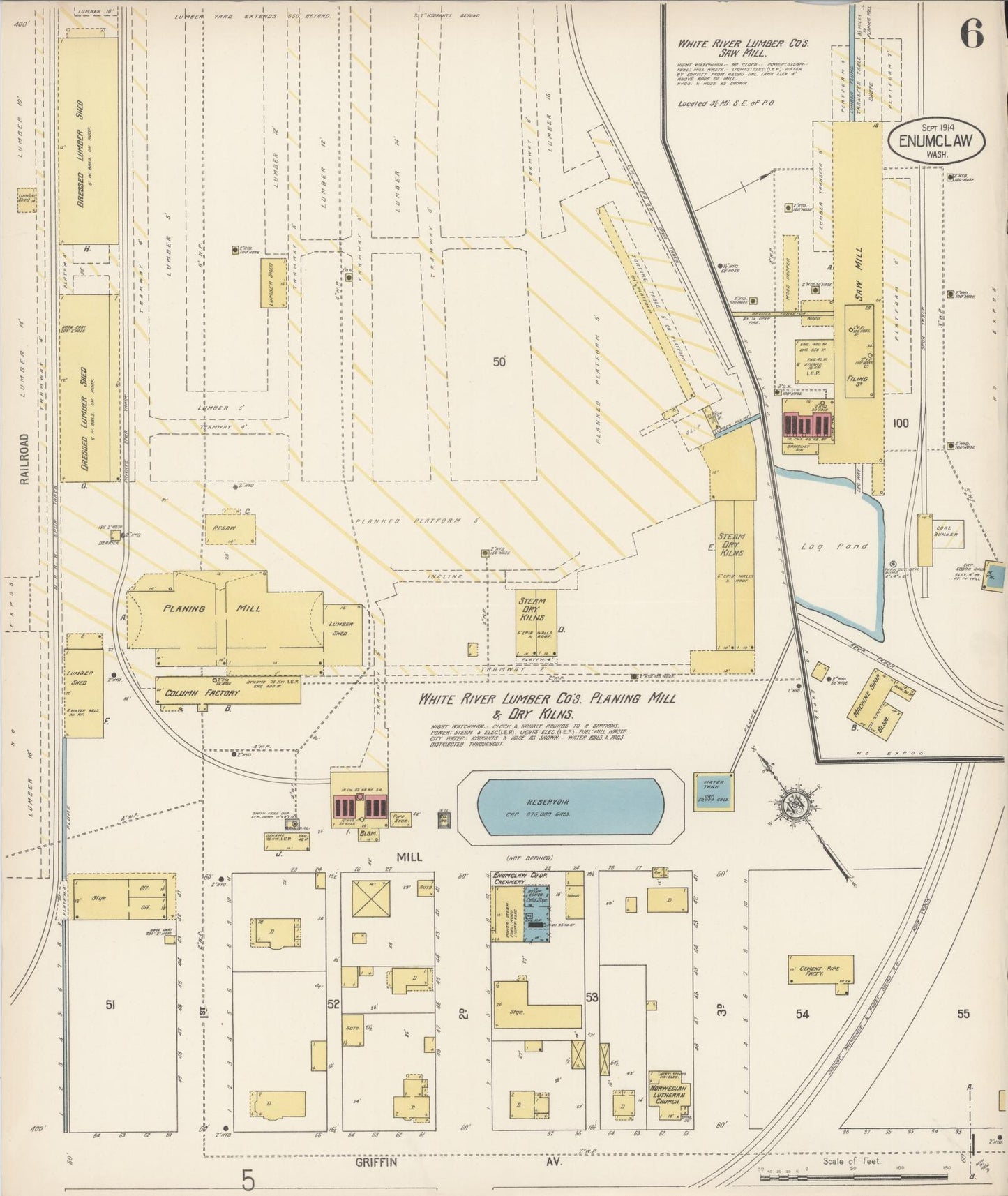 Sanborn Fire Insurance Map from Enumclaw, King County, Washington (1914), Sheet #0006 - Complete Map Set gallery image, historic Sanborn map, vintage wall art, Washington Washington