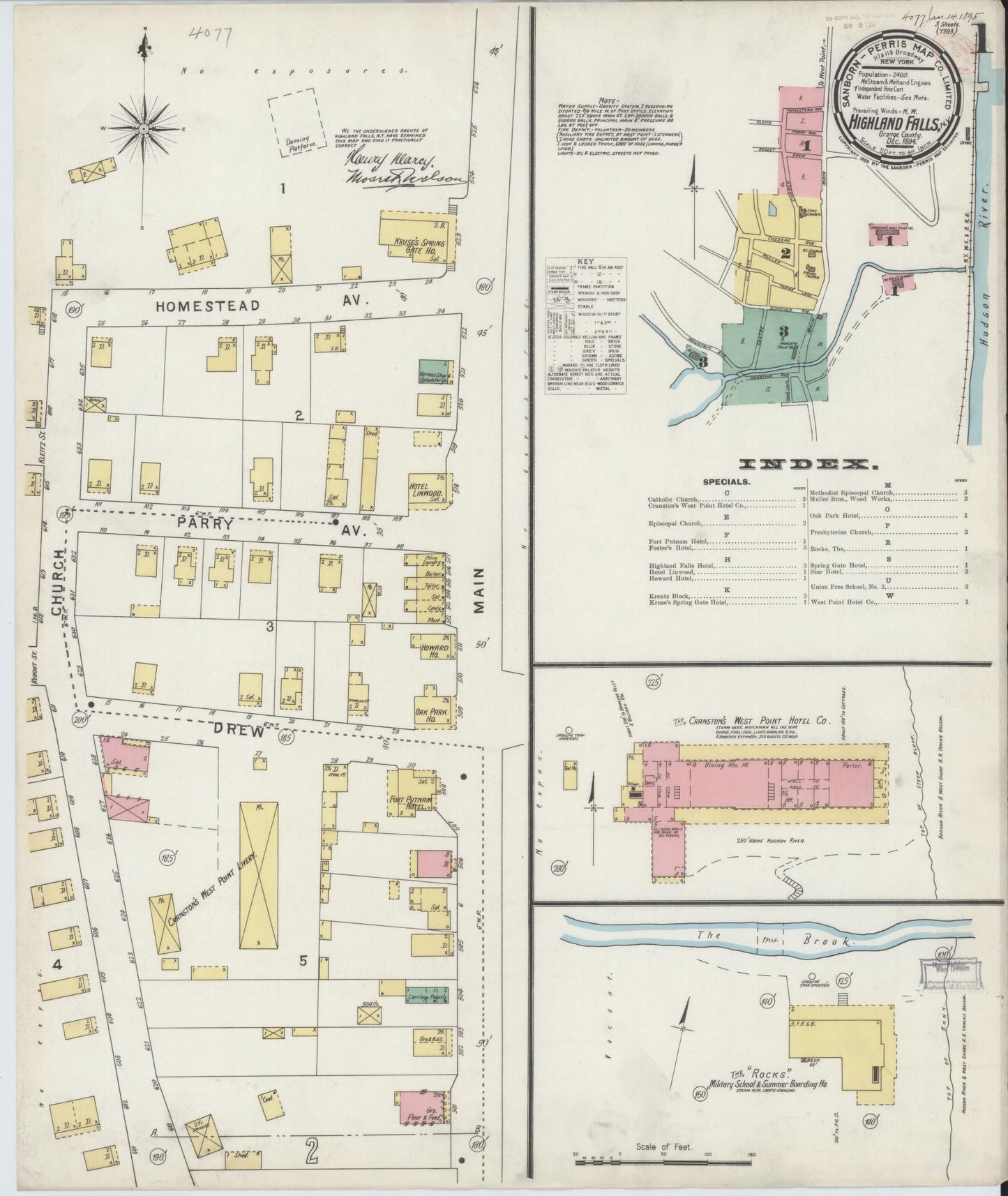 Sanborn Fire Insurance Map from Highland Falls, Orange County, New York. (1894) – Historic Sanborn Fire Insurance Map Print