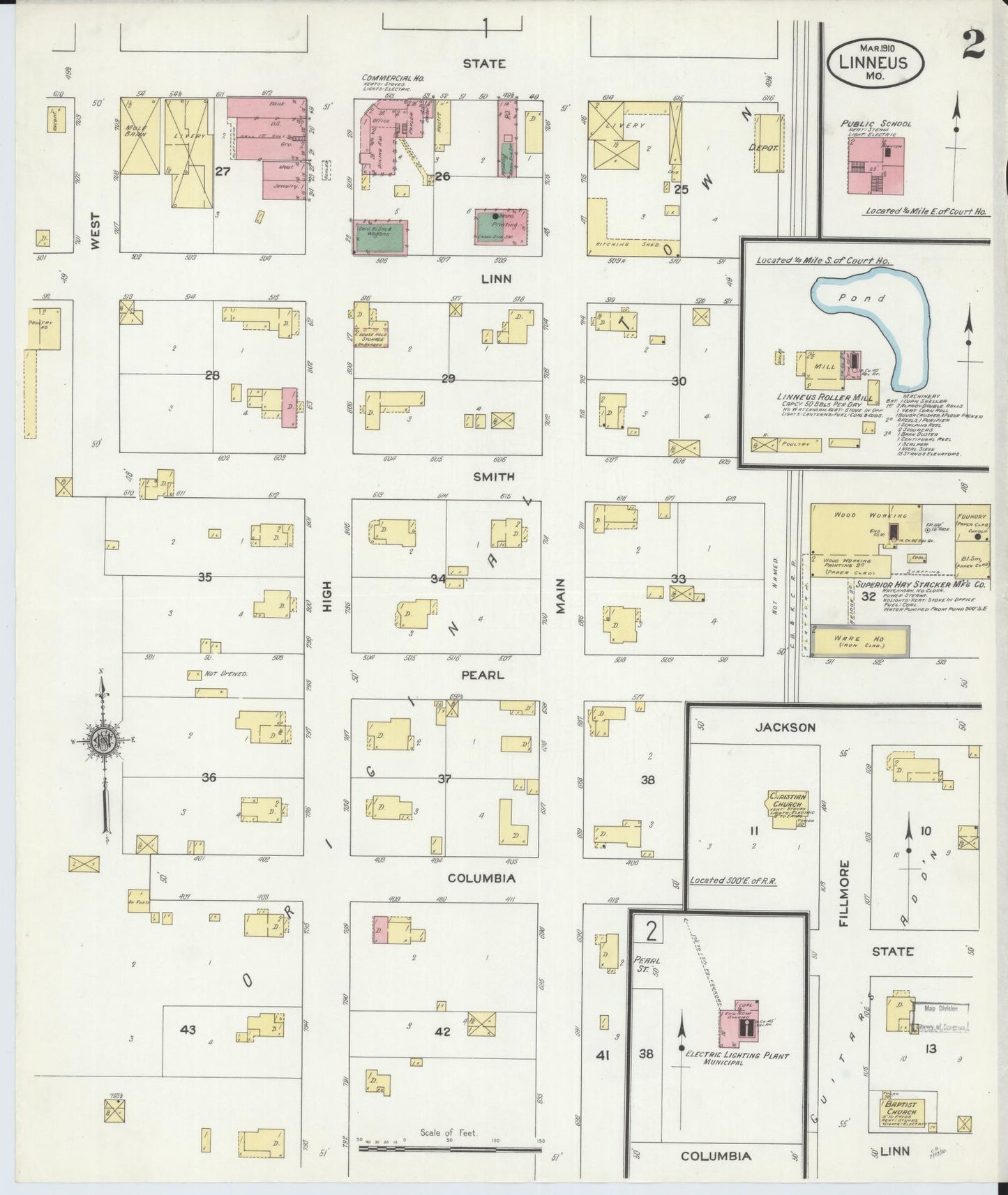 Sanborn Fire Insurance Map from Linneus, Linn County, Missouri (1910), Sheet #0002 - Complete Map Set gallery image, historic Sanborn map, vintage wall art, Missouri Missouri