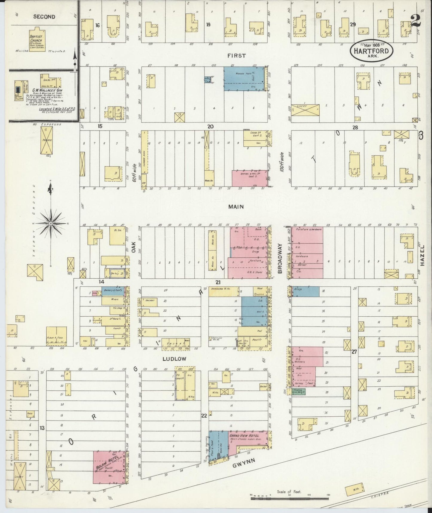 Sanborn Fire Insurance Map from Hartford, Sebastian County, Arkansas (1908), Sheet #0002 - Historic Sanborn Fire Insurance Map Print, vintage old map wall art, antique decor, genealogy gift, Arkansas Arkansas map