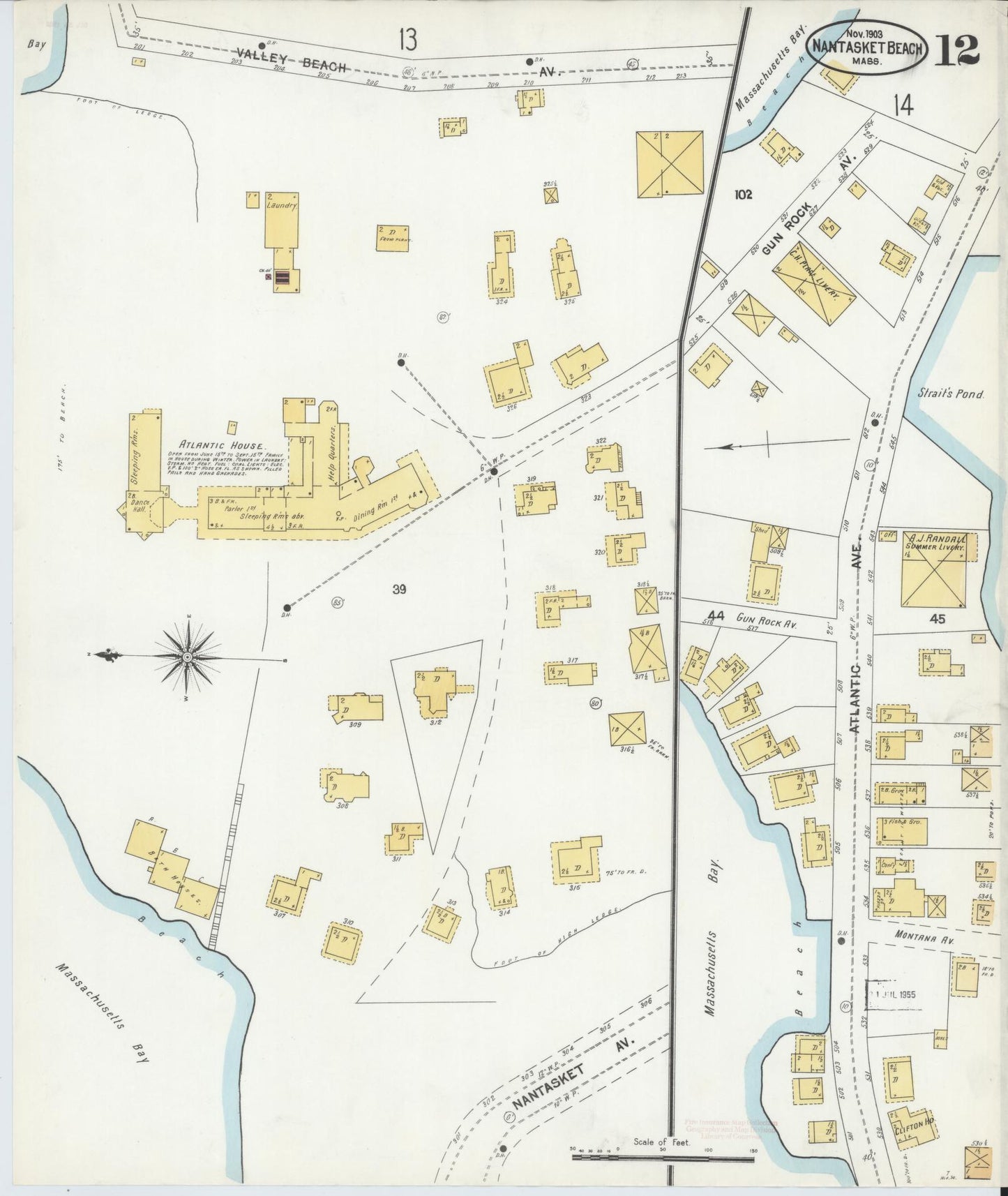 Sanborn Fire Insurance Map from Nantasket Beach, Plymouth County, Massachusetts (1903), Sheet #0012 - Historic Sanborn Fire Insurance Map Print, vintage old map wall art, antique decor, genealogy gift, Massachusetts Massachusetts map