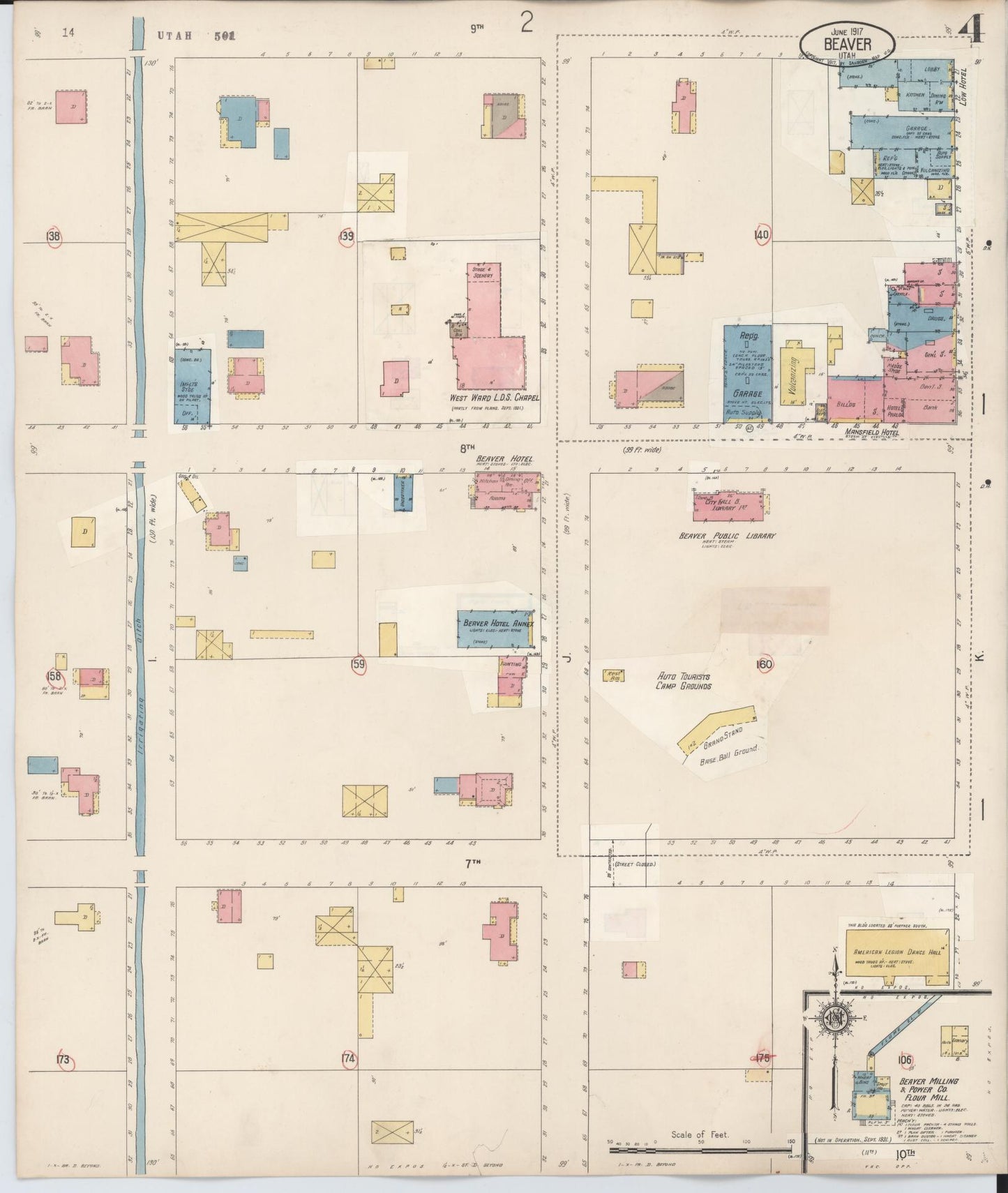 Sanborn Fire Insurance Map from Beaver, Beaver County, Utah (1931), Sheet #0004 - Complete Map Set gallery image, historic Sanborn map, vintage wall art, Utah Utah