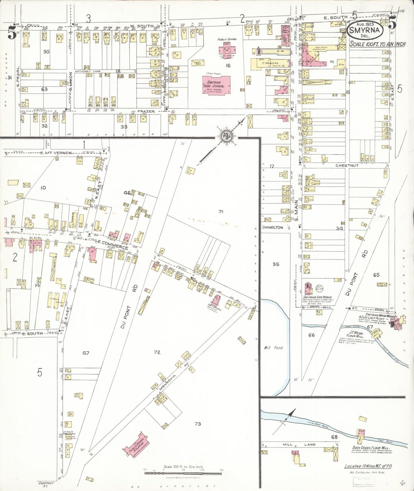 Sanborn Fire Insurance Map from Smyrna, Kent County, Delaware (1923), Sheet #0005 - Complete Map Set gallery image, historic Sanborn map, vintage wall art, Delaware Delaware