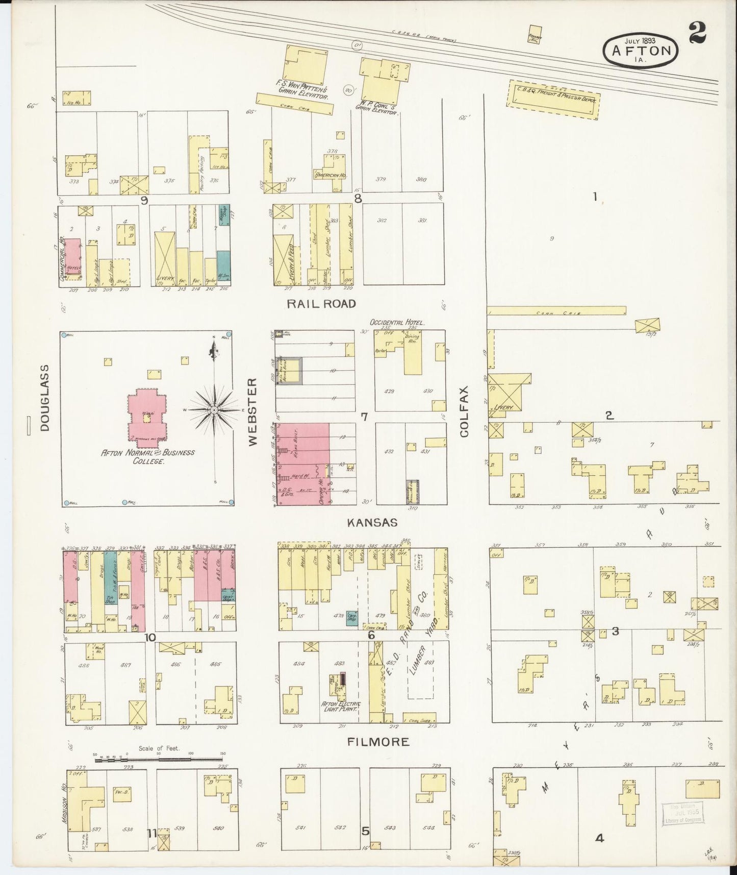 Sanborn Fire Insurance Map from Afton, Union County, Iowa (1893), Sheet #0002 - Historic Sanborn Fire Insurance Map Print, vintage old map wall art