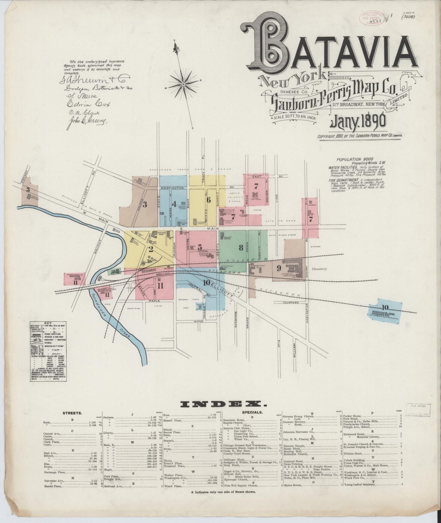 Sanborn Fire Insurance Map from Batavia, Genesee County, New York. (1890) – Historic Sanborn Fire Insurance Map Print