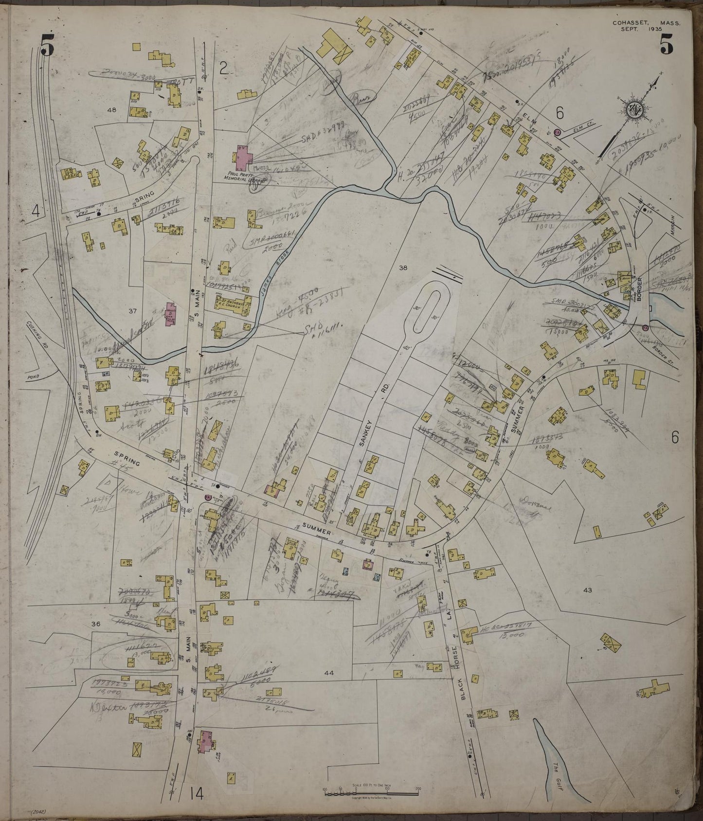 Sanborn Fire Insurance Map from Cohasset, Norfolk County, Massachusetts (1952), Sheet #0005 - Historic Sanborn Fire Insurance Map Print, vintage old map wall art, antique decor, genealogy gift, Massachusetts Massachusetts map