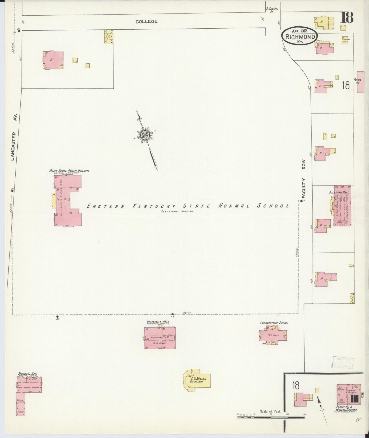 Sanborn Fire Insurance Map from Richmond, Madison County, Kentucky (1912), Sheet #0018 - Historic Sanborn Fire Insurance Map Print, vintage old map wall art, antique decor, genealogy gift, Kentucky Kentucky map