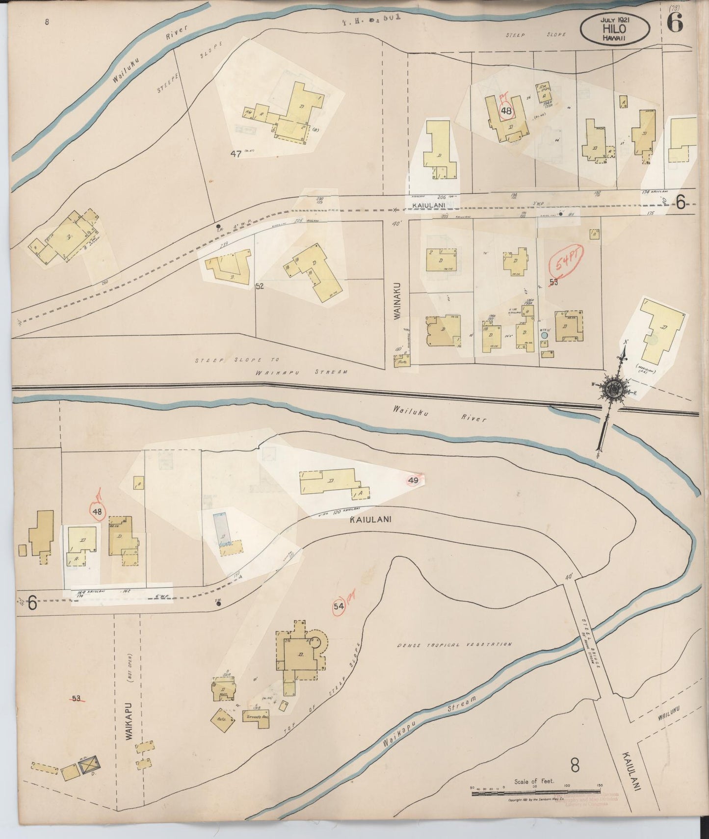 Sanborn Fire Insurance Map from Hilo, Hawaii County, Hawaii (1957), Sheet #0006 - Historic Sanborn Fire Insurance Map Print