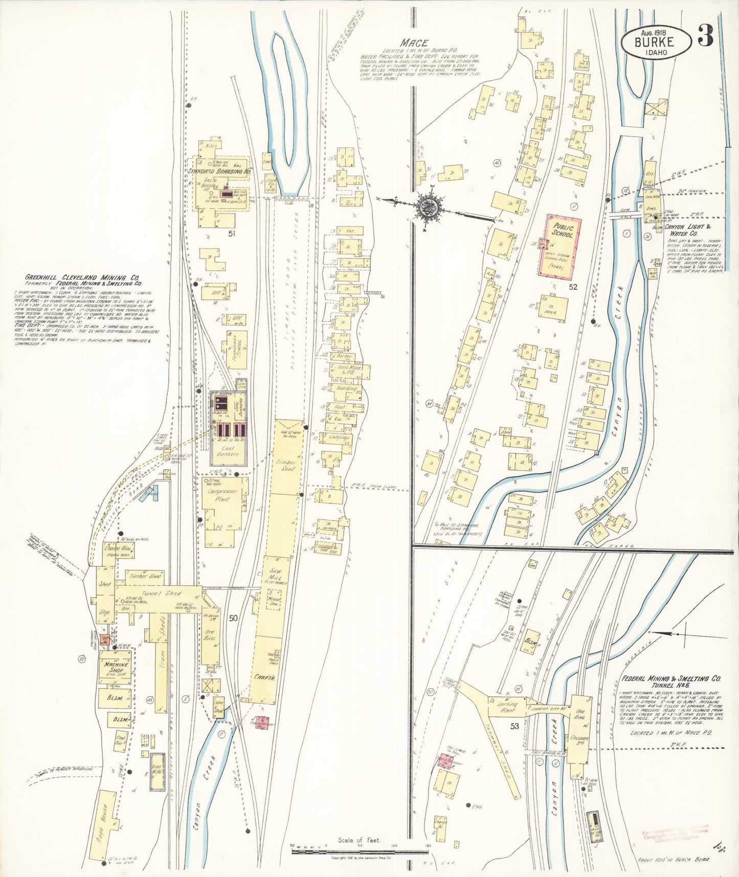 Sanborn Fire Insurance Map from Burke, Shoshone County, Idaho (1918), Sheet #0003 - Complete Map Set gallery image, historic Sanborn map, vintage wall art, Idaho Idaho