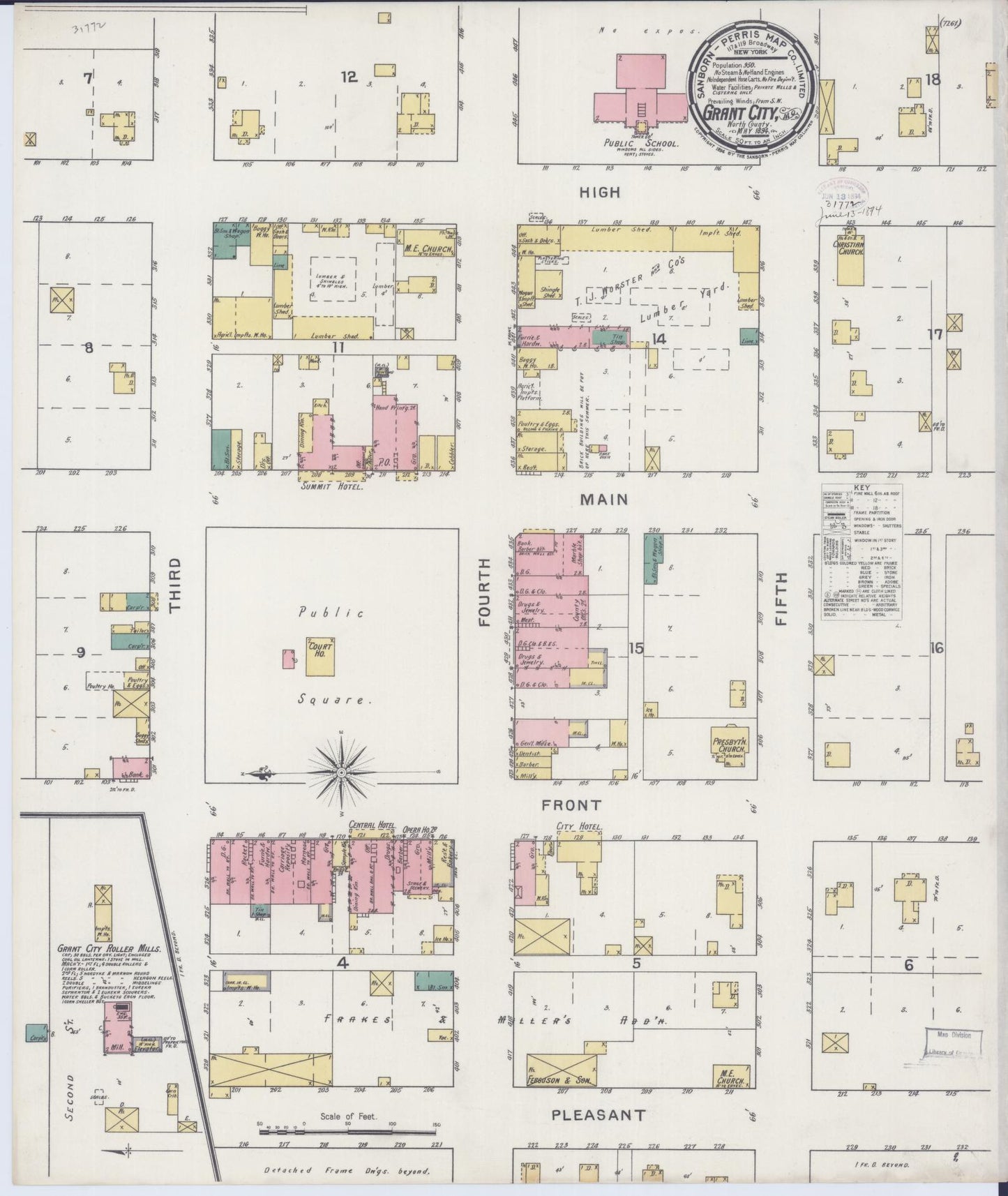 Sanborn Fire Insurance Map from Grant City, Worth County, Missouri (1894), Sheet #0001 - Historic Sanborn Fire Insurance Map Print, vintage old map wall art, antique decor, genealogy gift, Missouri Missouri map