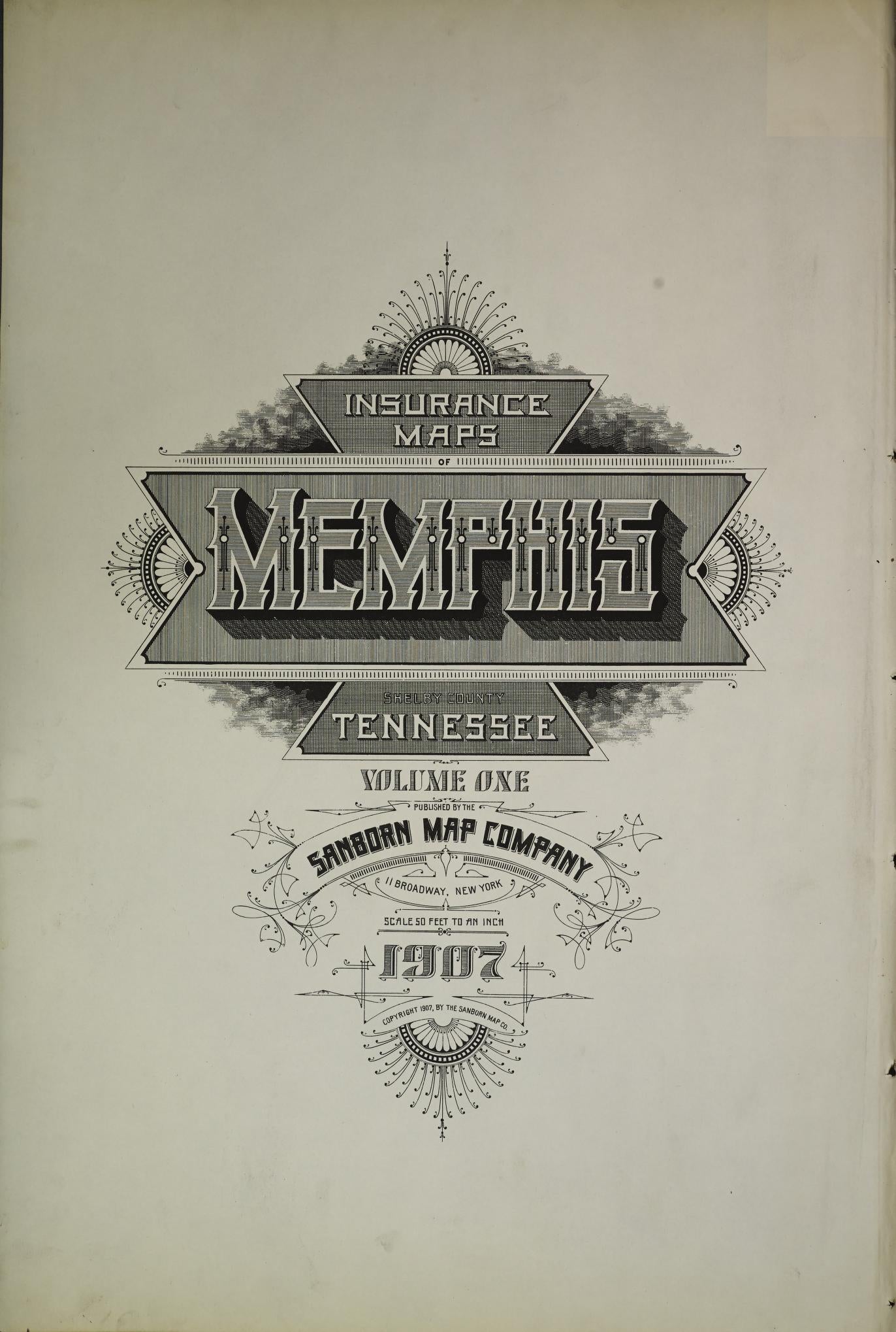 Sanborn Fire Insurance Map from Memphis, Shelby County, Tennessee (1907), Sheet #0001 - Historic Sanborn Fire Insurance Map Print, vintage old map wall art, antique decor, genealogy gift, Tennessee Tennessee map