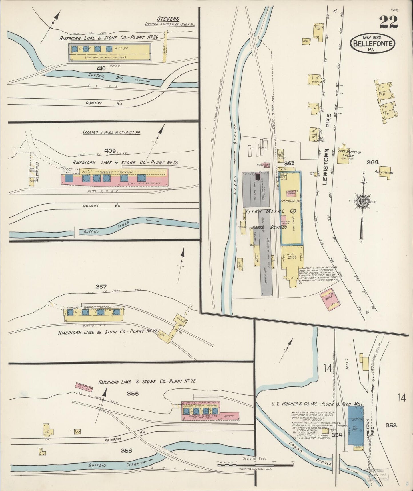 Sanborn Fire Insurance Map from Bellefonte, Centre County, Pennsylvania (1922), Sheet #0022 - Historic Sanborn Fire Insurance Map Print, vintage old map wall art, antique decor, genealogy gift, Pennsylvania Pennsylvania map