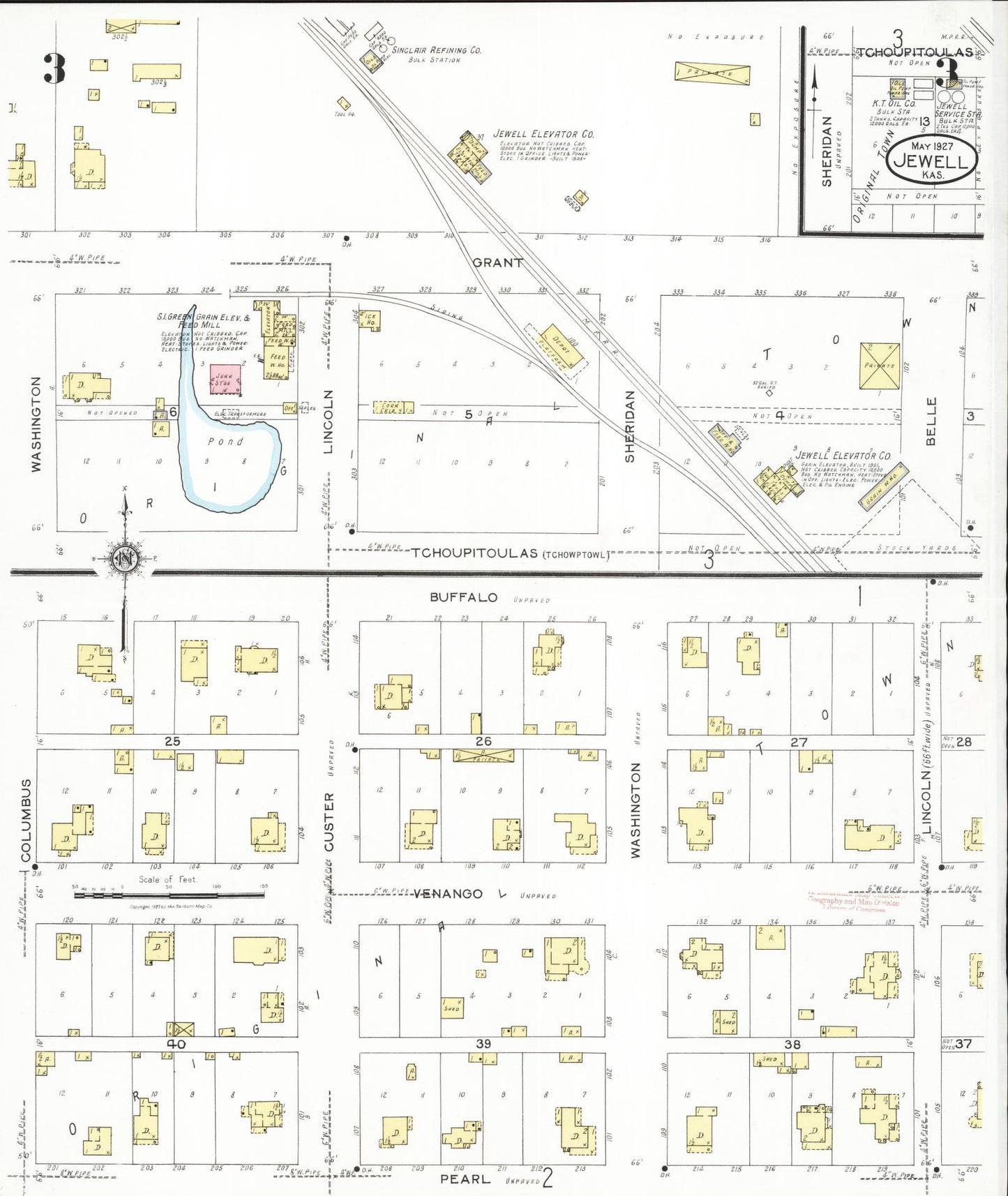 Sanborn Fire Insurance Map from Jewell, Jewell County, Kansas (1927), Sheet #0003 - Historic Sanborn Fire Insurance Map Print, vintage old map wall art, antique decor, genealogy gift, Kansas Kansas map