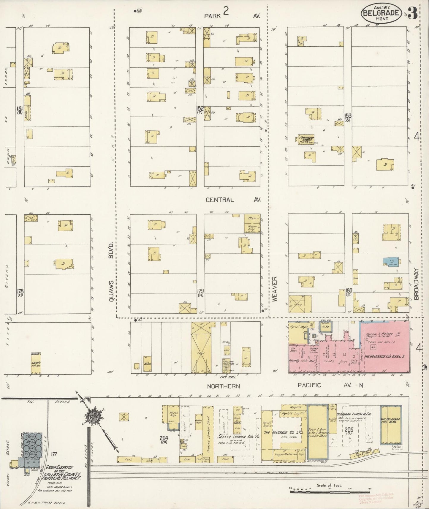 Sanborn Fire Insurance Map from Belgrade, Gallatin County, Montana (1912), Sheet #0003 - Historic Sanborn Fire Insurance Map Print, vintage old map wall art, antique decor, genealogy gift, Montana Montana map