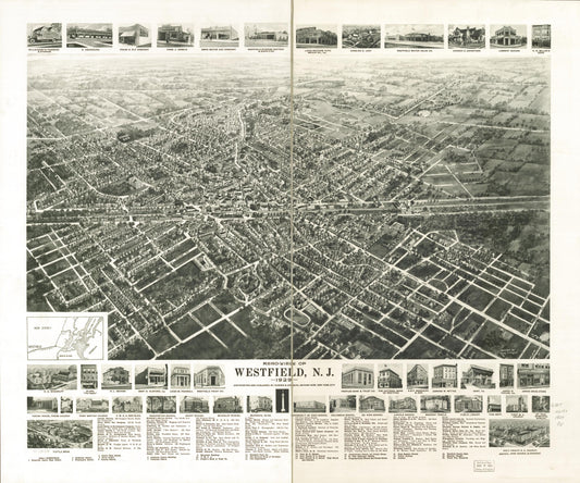 Aero-view of Westfield, N.J. 1929. (1929) – Historic Bird’s-Eye View Panorama Print