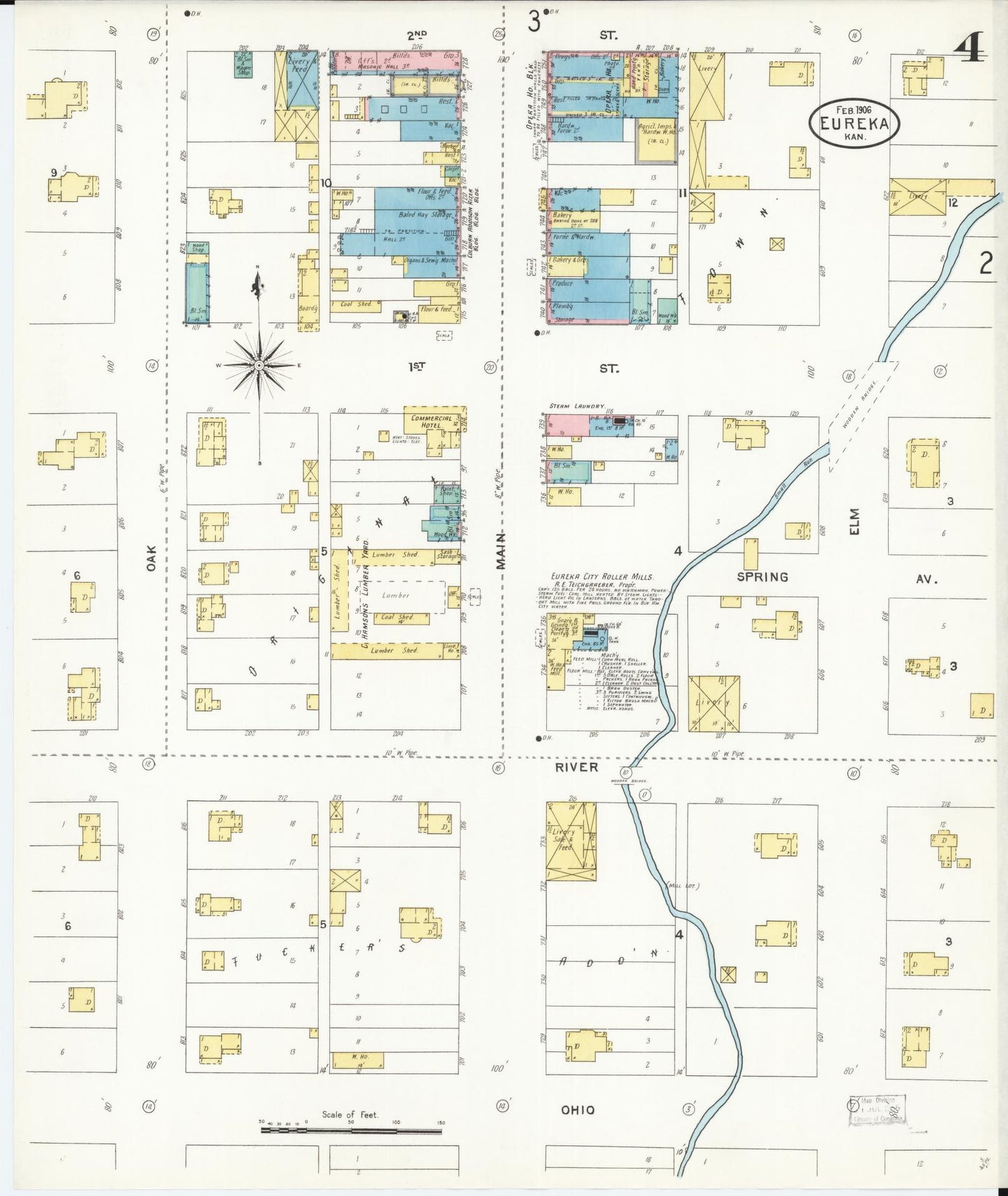 Sanborn Fire Insurance Map from Eureka, Greenwood County, Kansas (1906), Sheet #0004 - Complete Map Set gallery image, historic Sanborn map, vintage wall art, Kansas Kansas