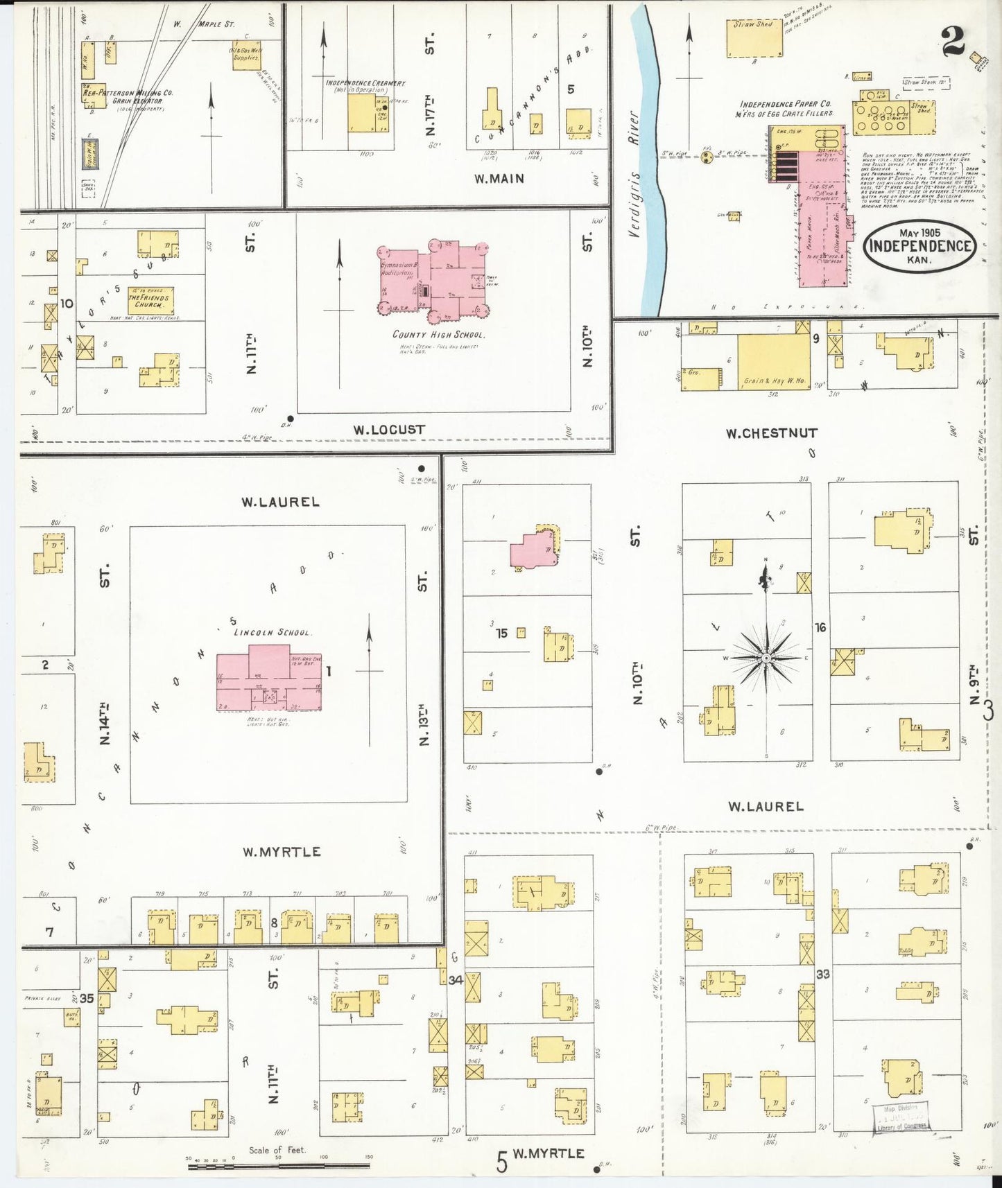 Sanborn Fire Insurance Map from Independence, Montgomery County, Kansas (1905), Sheet #0002 - Historic Sanborn Fire Insurance Map Print, vintage old map wall art, antique decor, genealogy gift, Kansas Kansas map