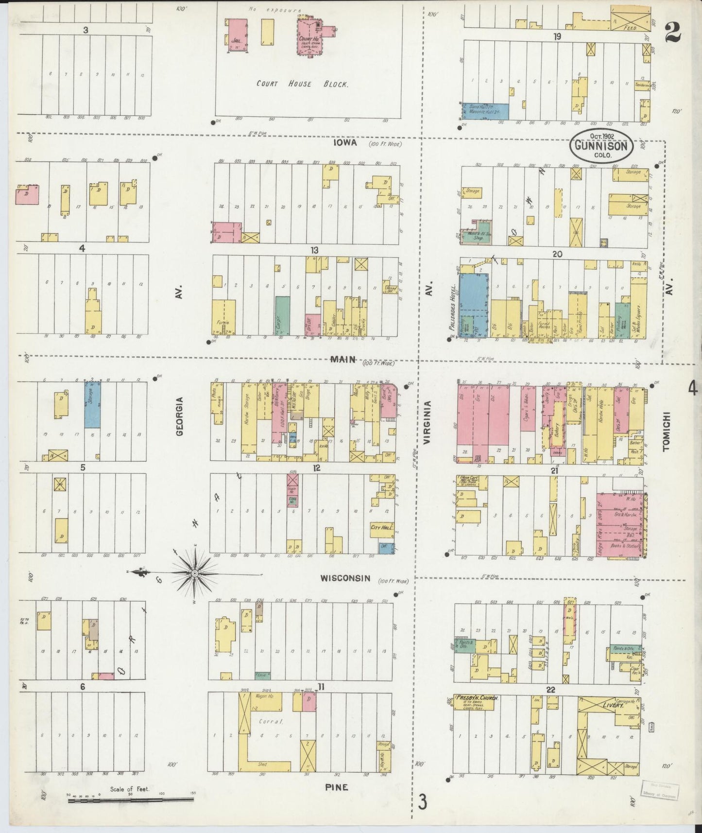Sanborn Fire Insurance Map from Gunnison, Gunnison County, Colorado (1902), Sheet #0002 - Historic Sanborn Fire Insurance Map Print, vintage old map wall art, antique decor, genealogy gift, Colorado Colorado map
