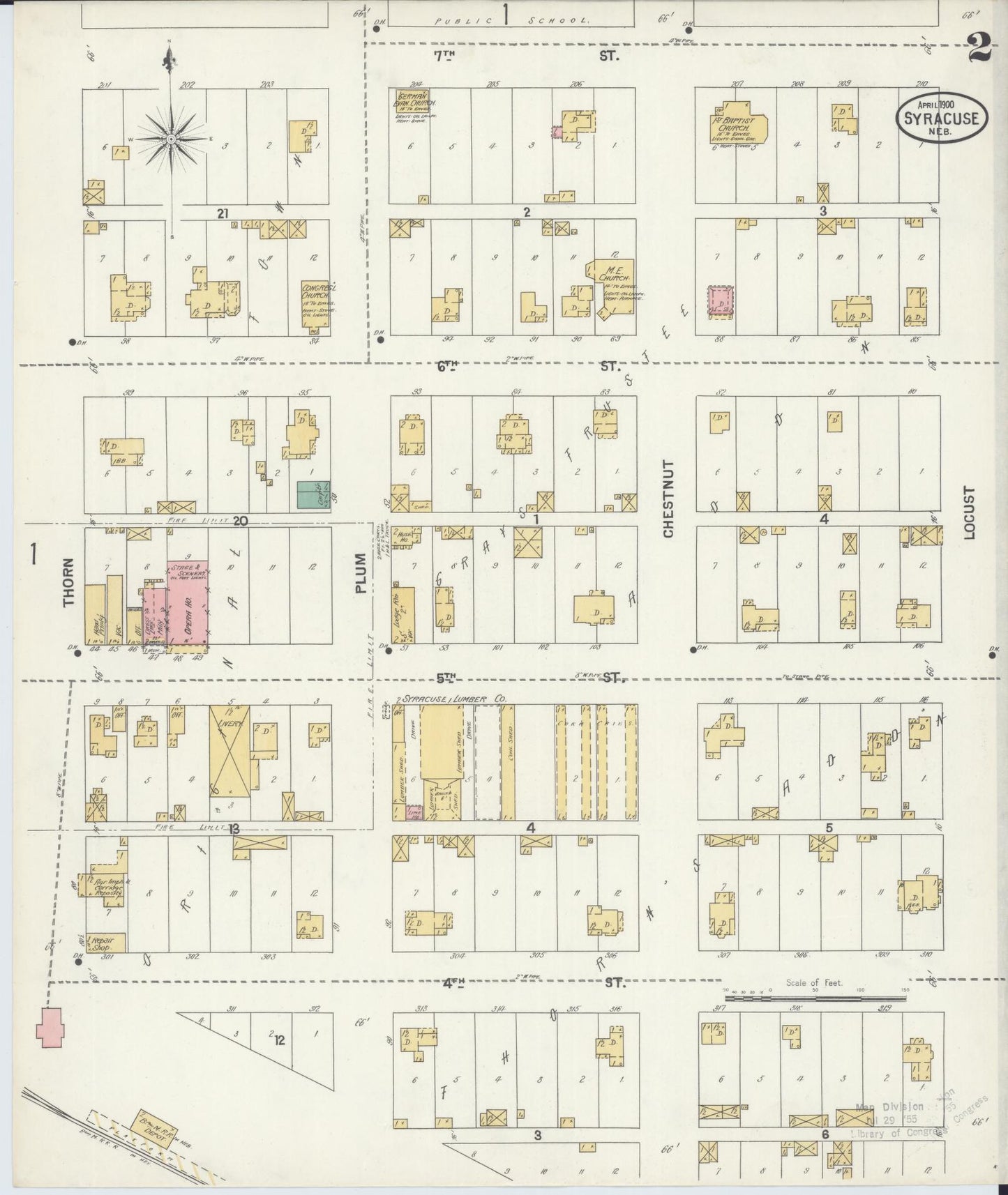 Sanborn Fire Insurance Map from Syracuse, Otoe County, Nebraska (1900), Sheet #0002 - Historic Sanborn Fire Insurance Map Print, vintage old map wall art, antique decor, genealogy gift, Nebraska Nebraska map