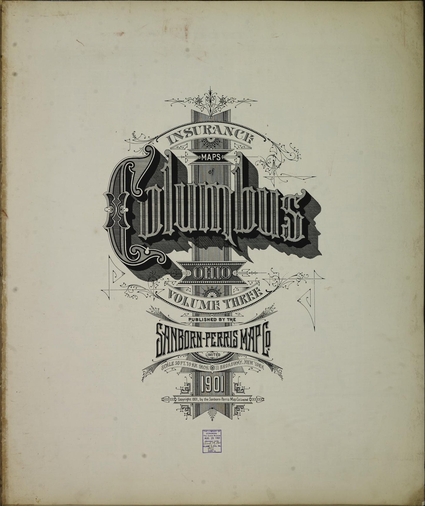 Sanborn Fire Insurance Map from Columbus, Franklin County, Ohio (1901), Sheet #0001 - Complete Map Set gallery image, historic Sanborn map, vintage wall art, Ohio Ohio