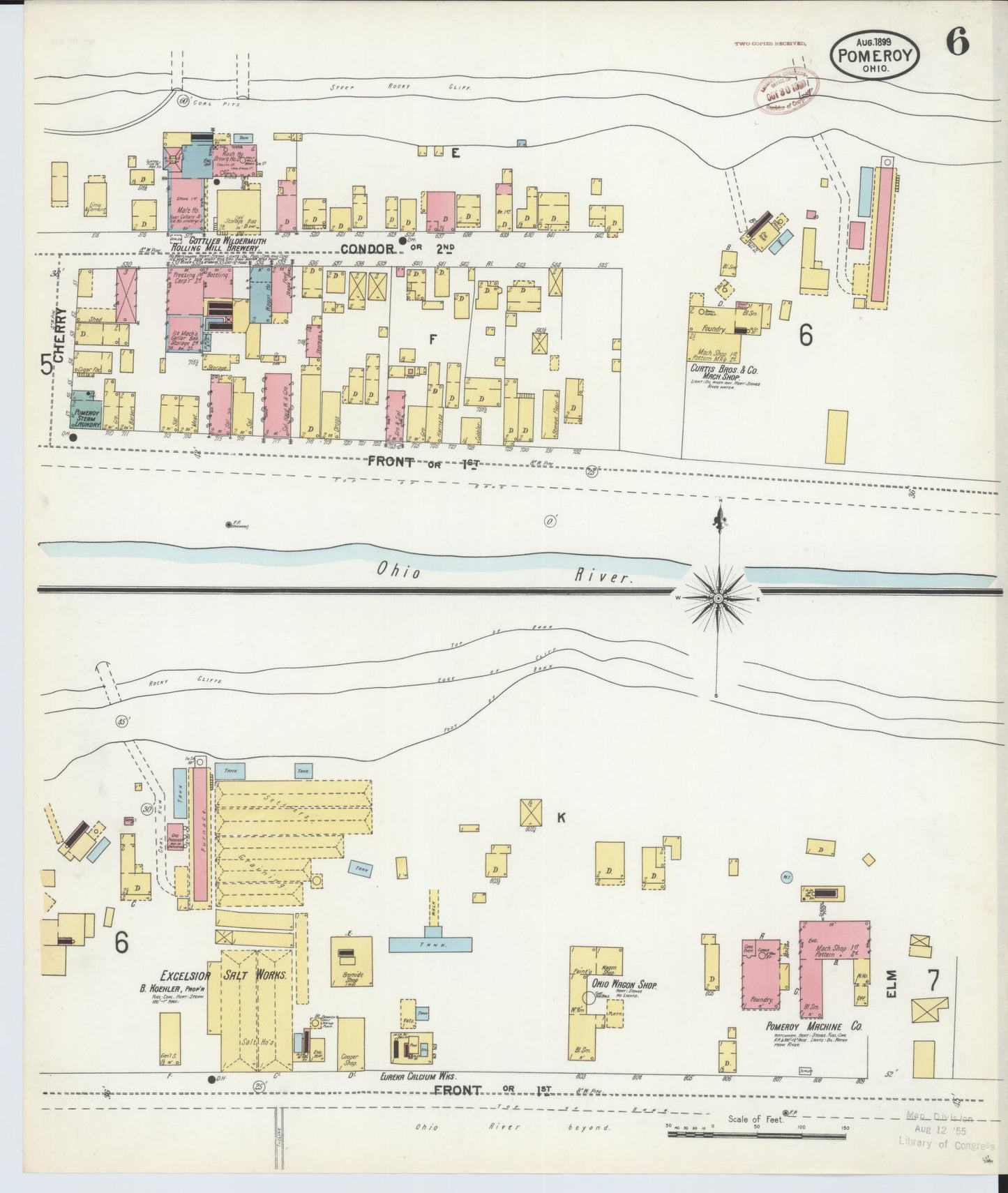 Sanborn Fire Insurance Map from Pomeroy, Meigs County, Ohio (1899), Sheet #0006 - Historic Sanborn Fire Insurance Map Print, vintage old map wall art, antique decor, genealogy gift, Ohio Ohio map