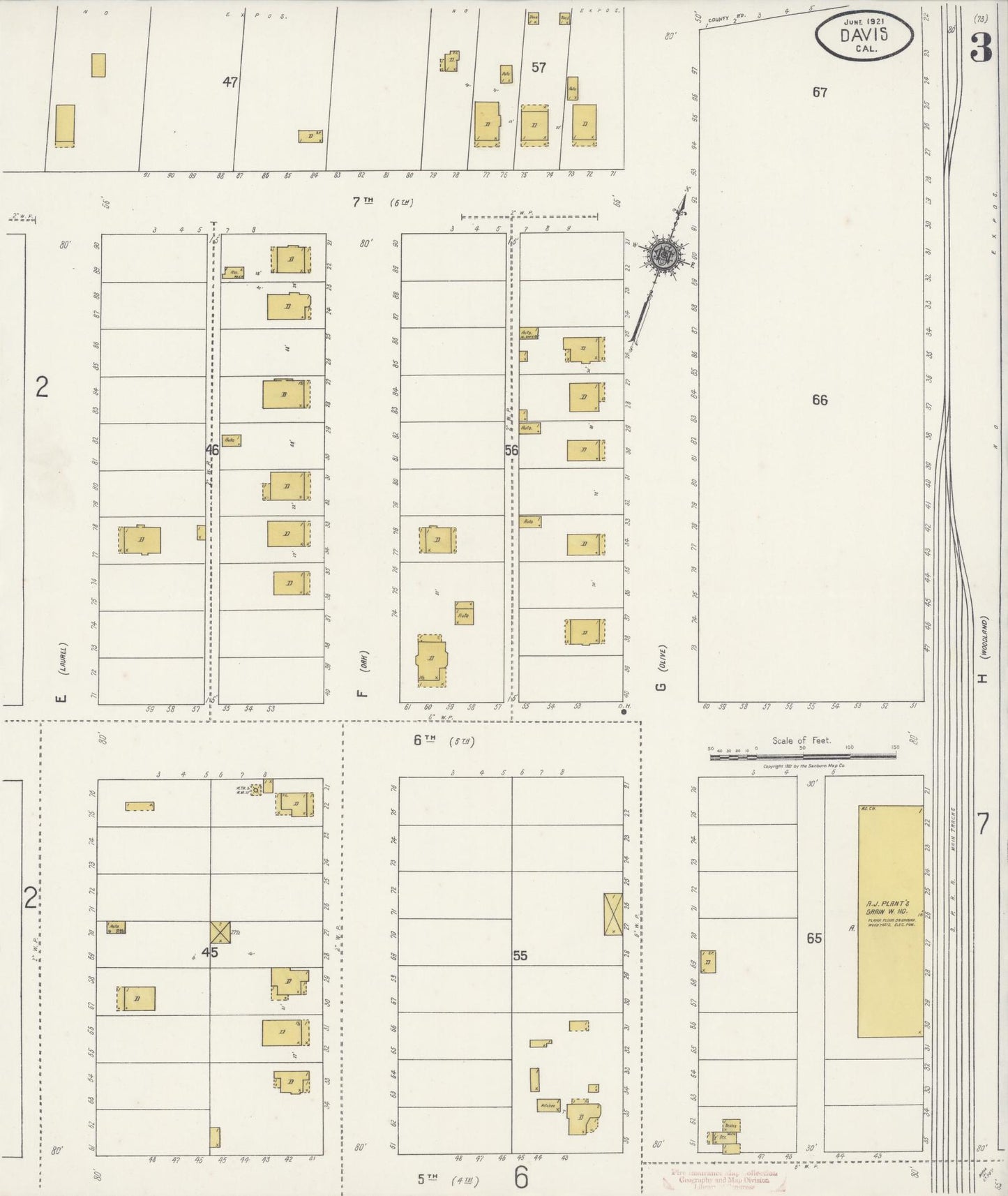 Sanborn Fire Insurance Map from Davis, Yolo County, California (1921), Sheet #0003 - Historic Sanborn Fire Insurance Map Print, vintage old map wall art, antique decor, genealogy gift, California California map