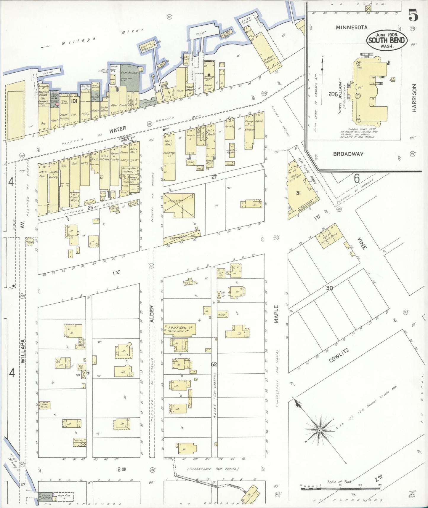 Sanborn Fire Insurance Map from South Bend, Pacific County, Washington (1909), Sheet #0005