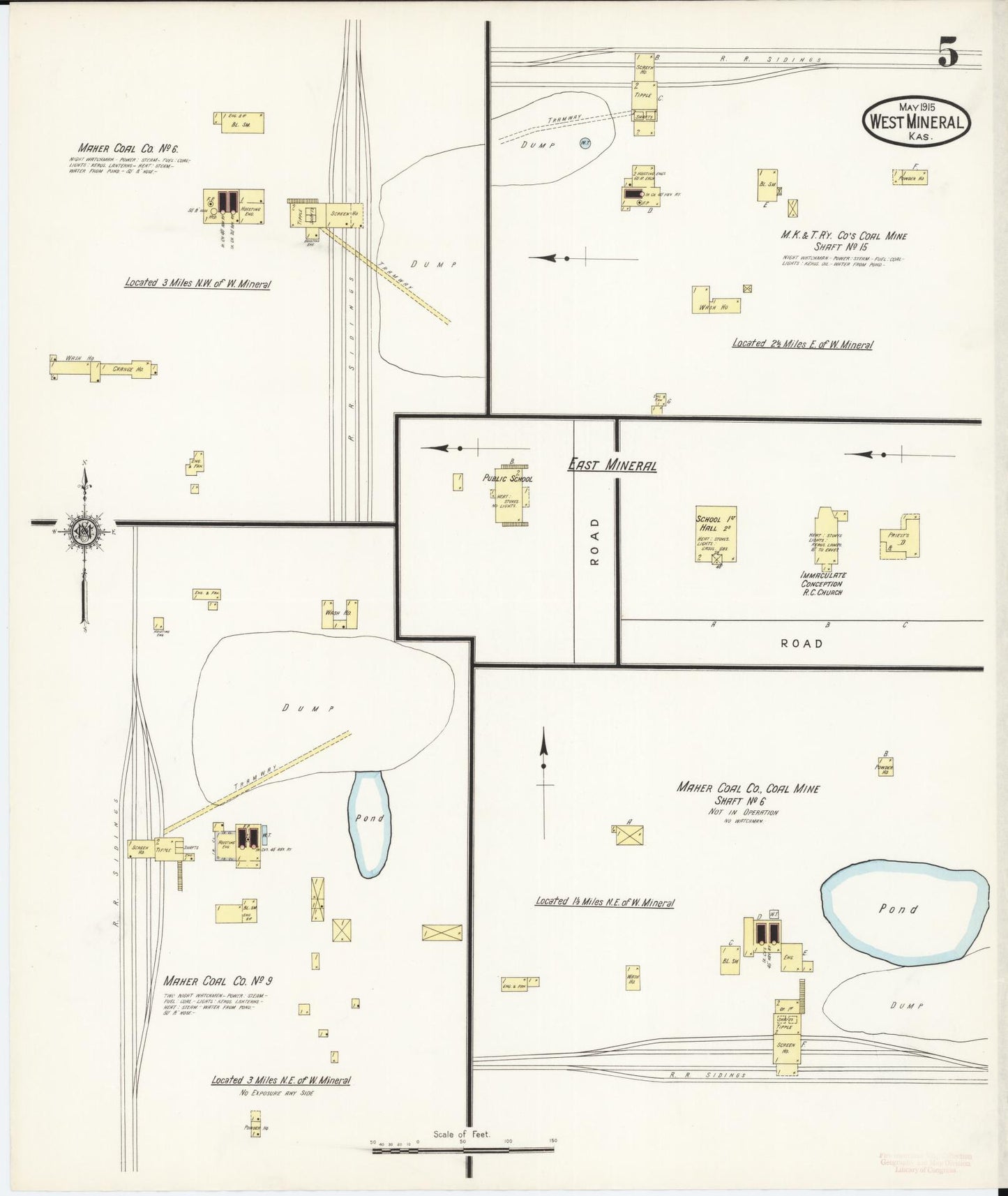 Sanborn Fire Insurance Map from West Mineral, Cherokee County, Kansas (1915), Sheet #0005 - Historic Sanborn Fire Insurance Map Print, vintage old map wall art, antique decor, genealogy gift, Kansas Kansas map