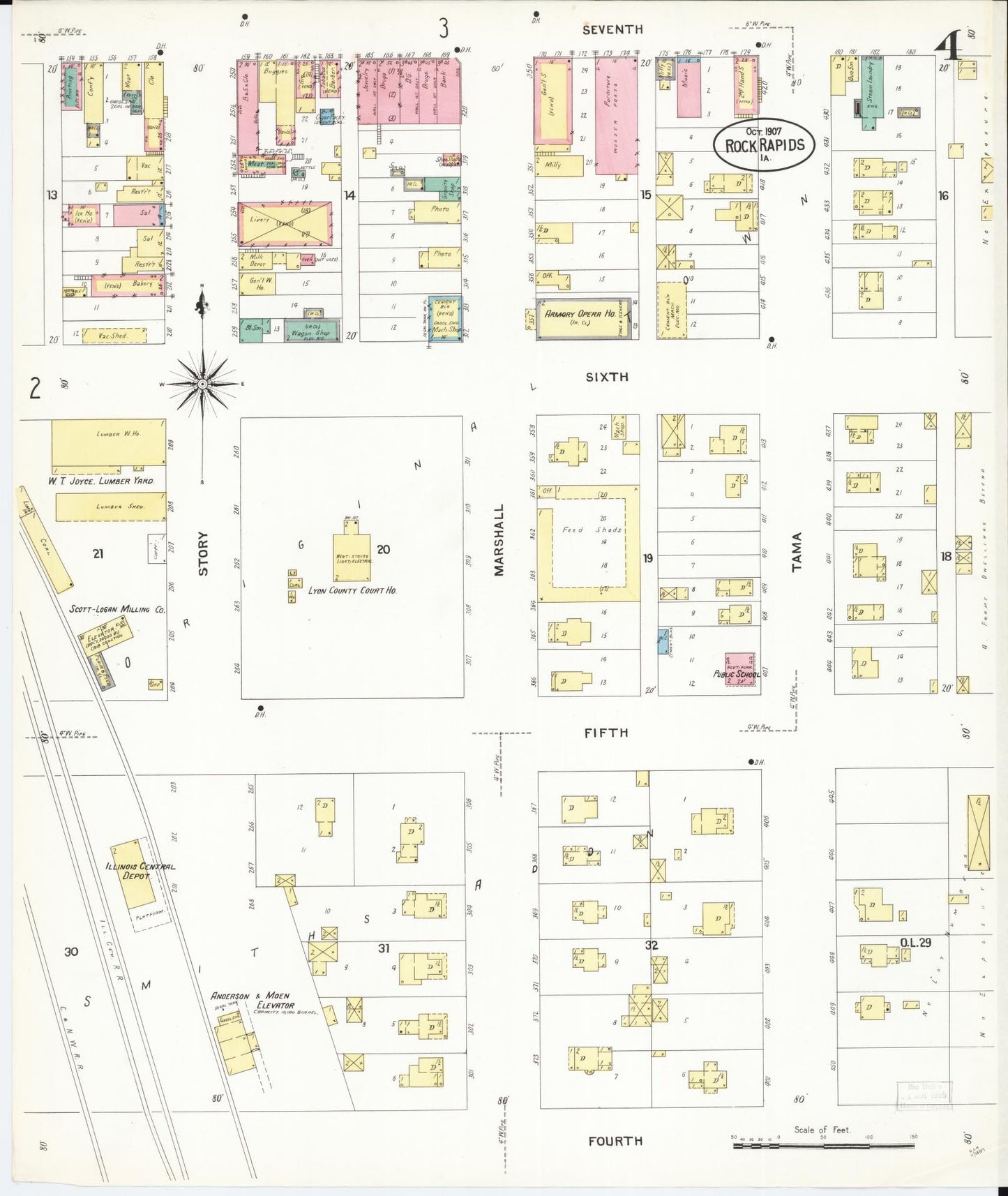 Sanborn Fire Insurance Map from Rock Rapids, Lyon County, Iowa (1907), Sheet #0004 - Historic Sanborn Fire Insurance Map Print