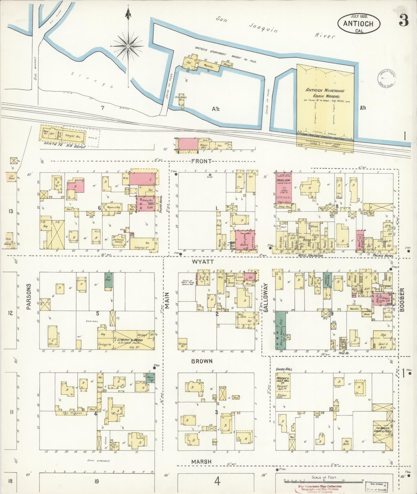 Sanborn Fire Insurance Map from Antioch, Contra Costa County, California (1900), Sheet #0003 - Historic Sanborn Fire Insurance Map Print, vintage old map wall art, antique decor, genealogy gift, California California map