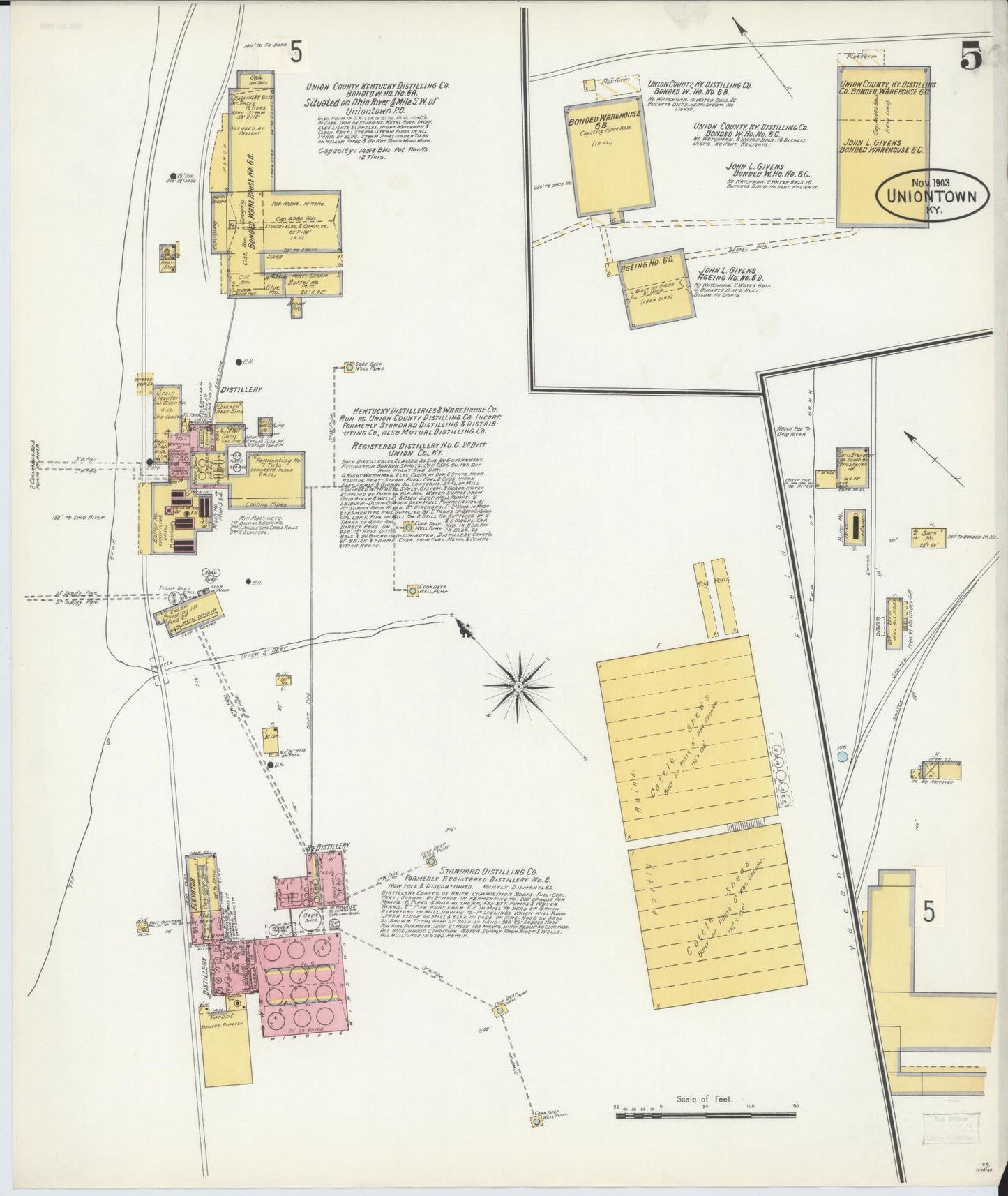 Sanborn Fire Insurance Map from Uniontown, Union County, Kentucky (1903), Sheet #0005 - Complete Map Set gallery image, historic Sanborn map, vintage wall art, Kentucky Kentucky