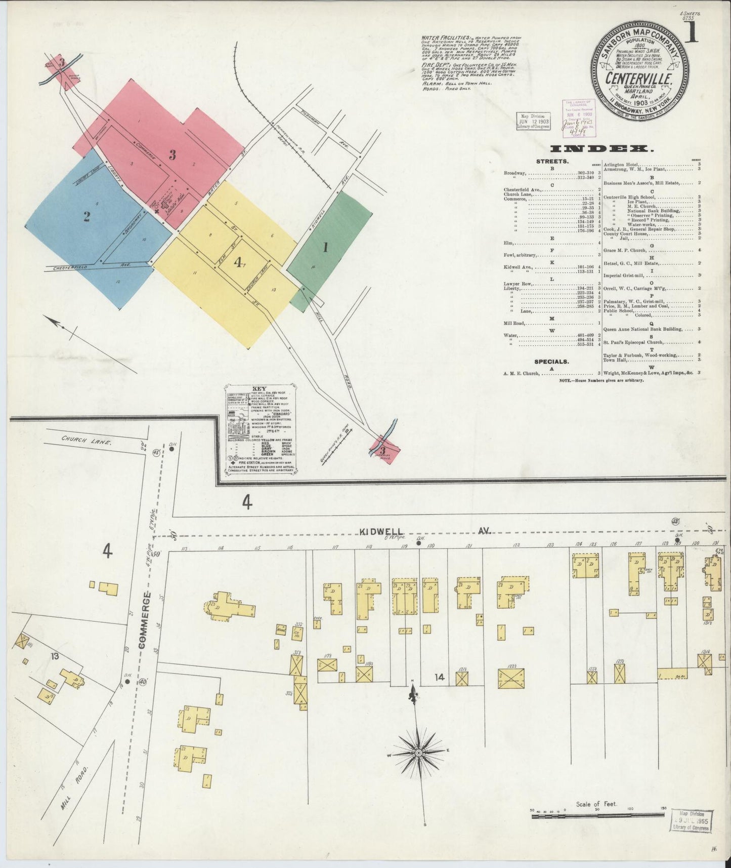 Complete Set - Queen Anne's, Maryland - 1903 - Sanborn Fire Insurance Map (All Sheets) - Complete Set of 4 Sanborn map sheets