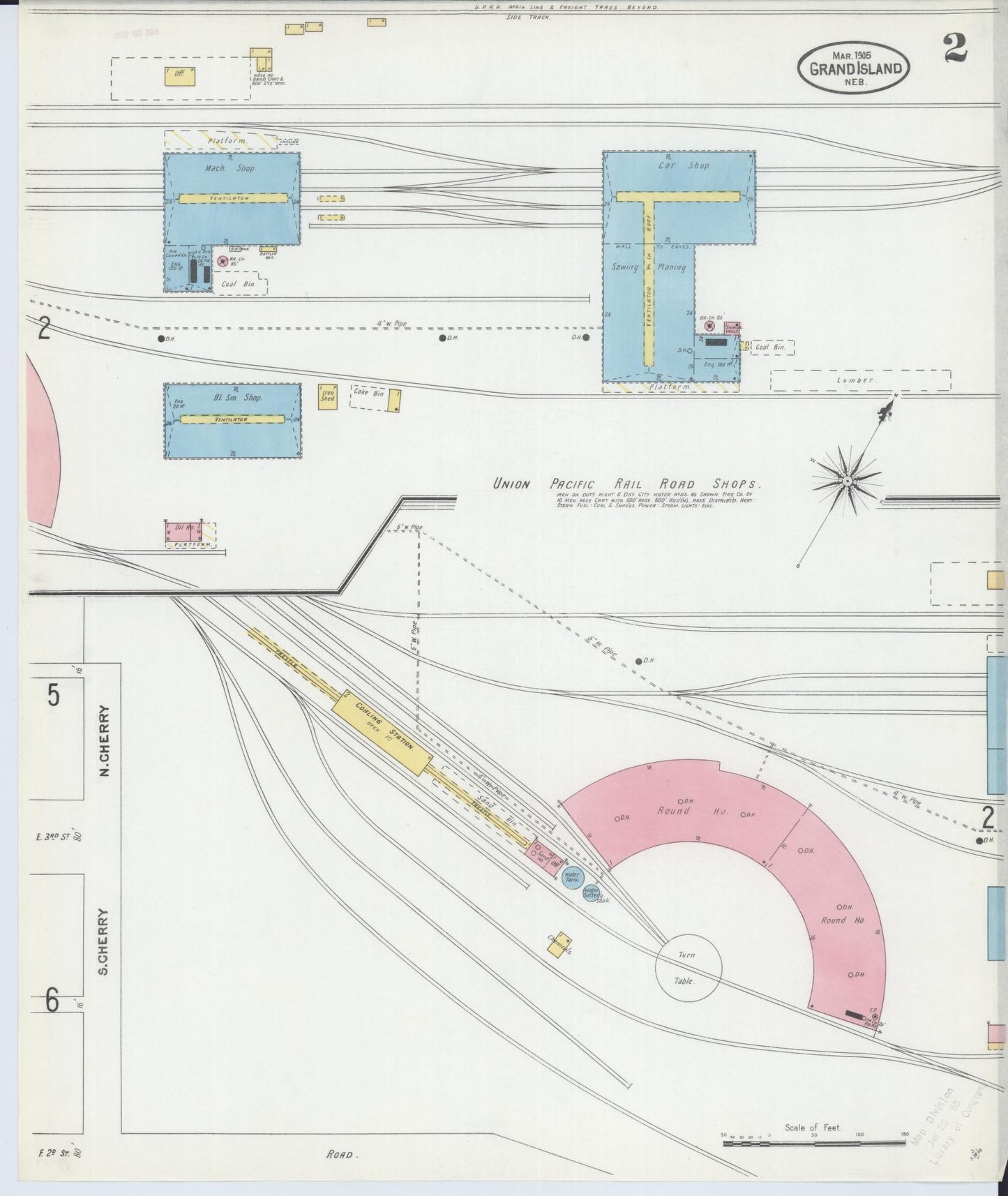 Sanborn Fire Insurance Map from Grand Island, Hall County, Nebraska (1905), Sheet #0002 - Historic Sanborn Fire Insurance Map Print, vintage old map wall art, antique decor, genealogy gift, Nebraska Nebraska map