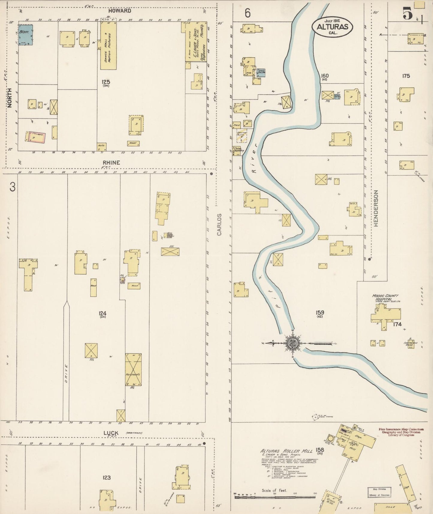 Sanborn Fire Insurance Map from Alturas, Modoc County, California (1912), Sheet #0005 - Historic Sanborn Fire Insurance Map Print, vintage old map wall art, antique decor, genealogy gift, California California map
