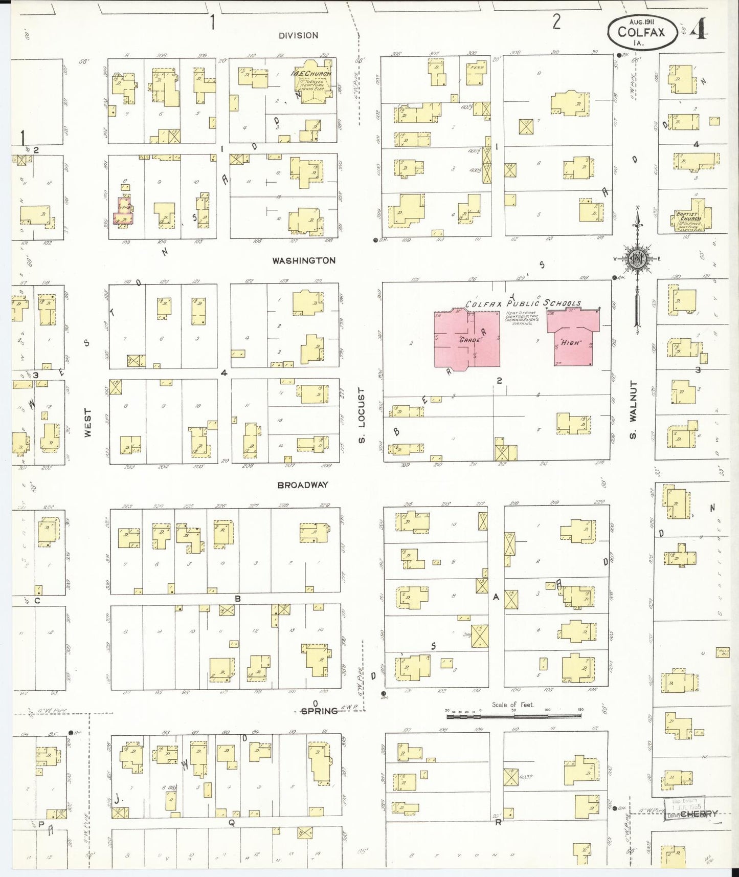 Sanborn Fire Insurance Map from Colfax, Jasper County, Iowa (1911), Sheet #0004 - Historic Sanborn Fire Insurance Map Print, vintage old map wall art