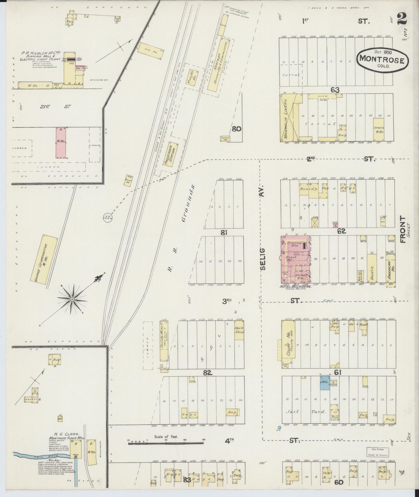 Sanborn Fire Insurance Map from Montrose, Montrose County, Colorado (1890), Sheet #0002 - Historic Sanborn Fire Insurance Map Print, vintage old map wall art, antique decor, genealogy gift, Colorado Colorado map