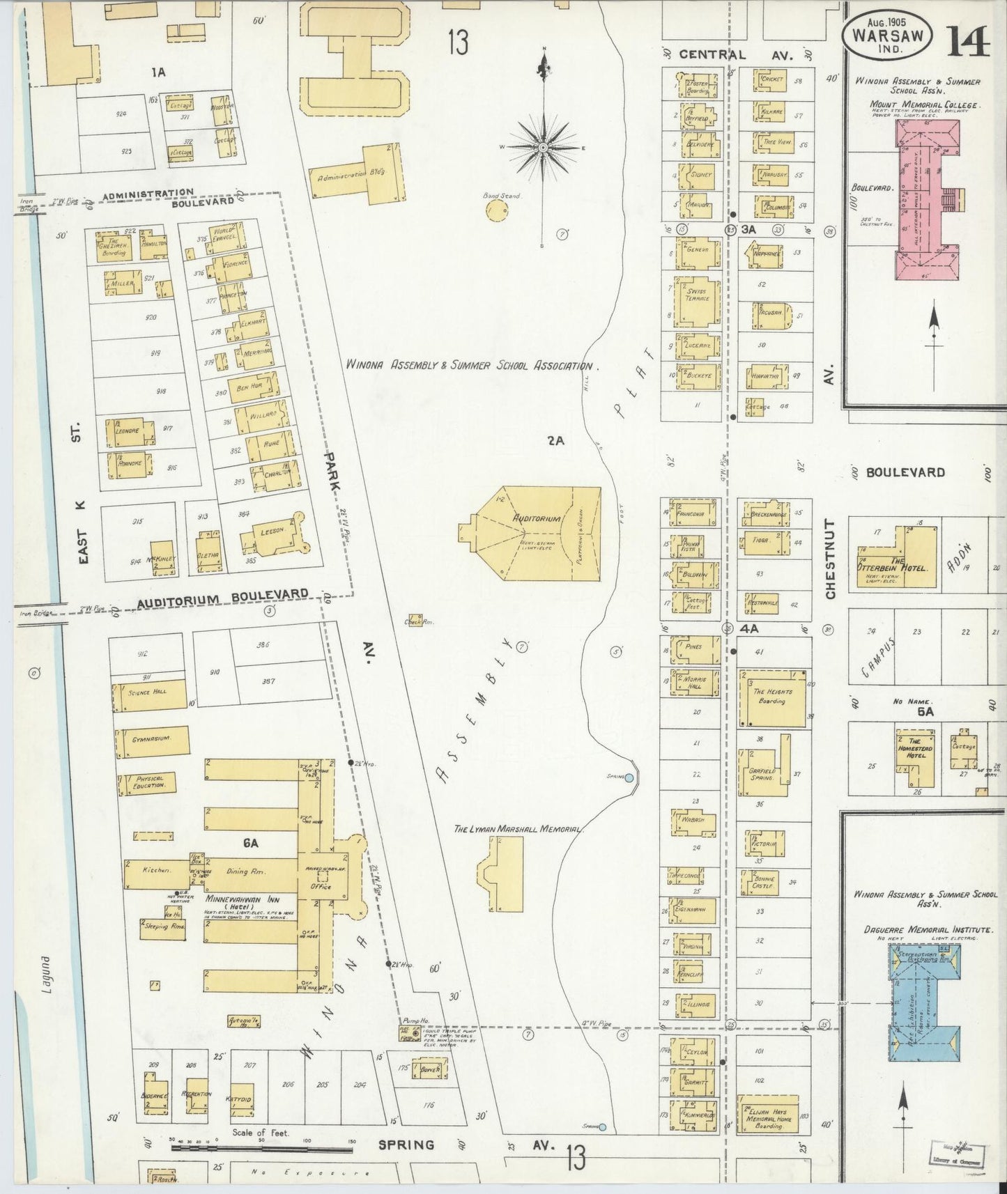 Sanborn Fire Insurance Map from Warsaw, Kosciusko County, Indiana (1905), Sheet #0014 - Complete Map Set gallery image, historic Sanborn map, vintage wall art, Indiana Indiana