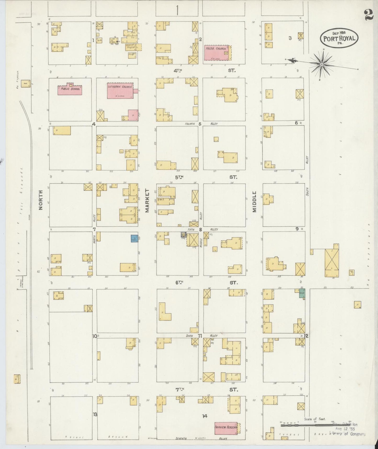 Sanborn Fire Insurance Map from Port Royal, Juniata County, Pennsylvania (1904), Sheet #0002 - Complete Map Set gallery image, historic Sanborn map, vintage wall art, Pennsylvania Pennsylvania