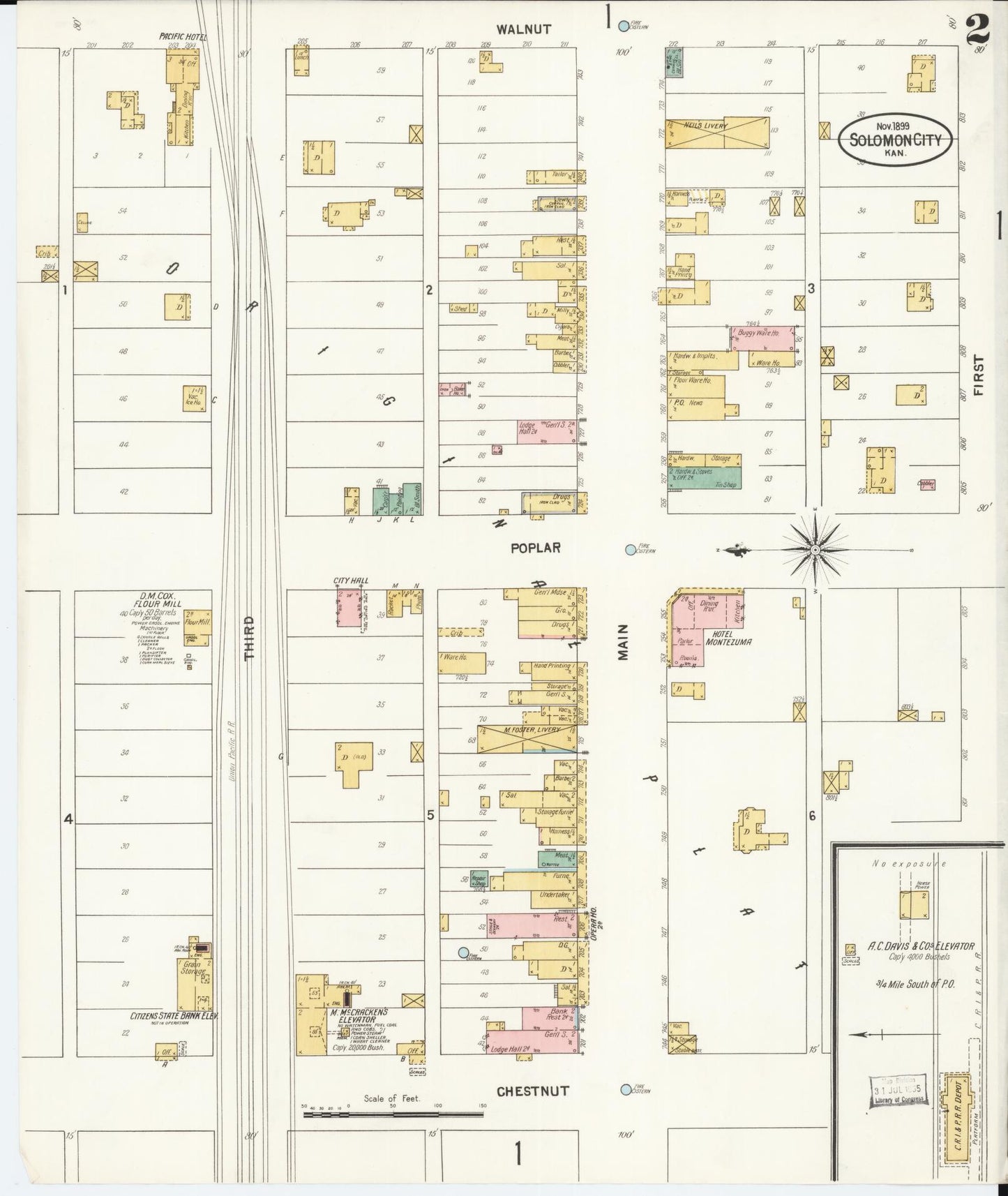 Sanborn Fire Insurance Map from Solomon, Dickinson County, Kansas (1899), Sheet #0002 - Complete Map Set gallery image, historic Sanborn map, vintage wall art, Kansas Kansas