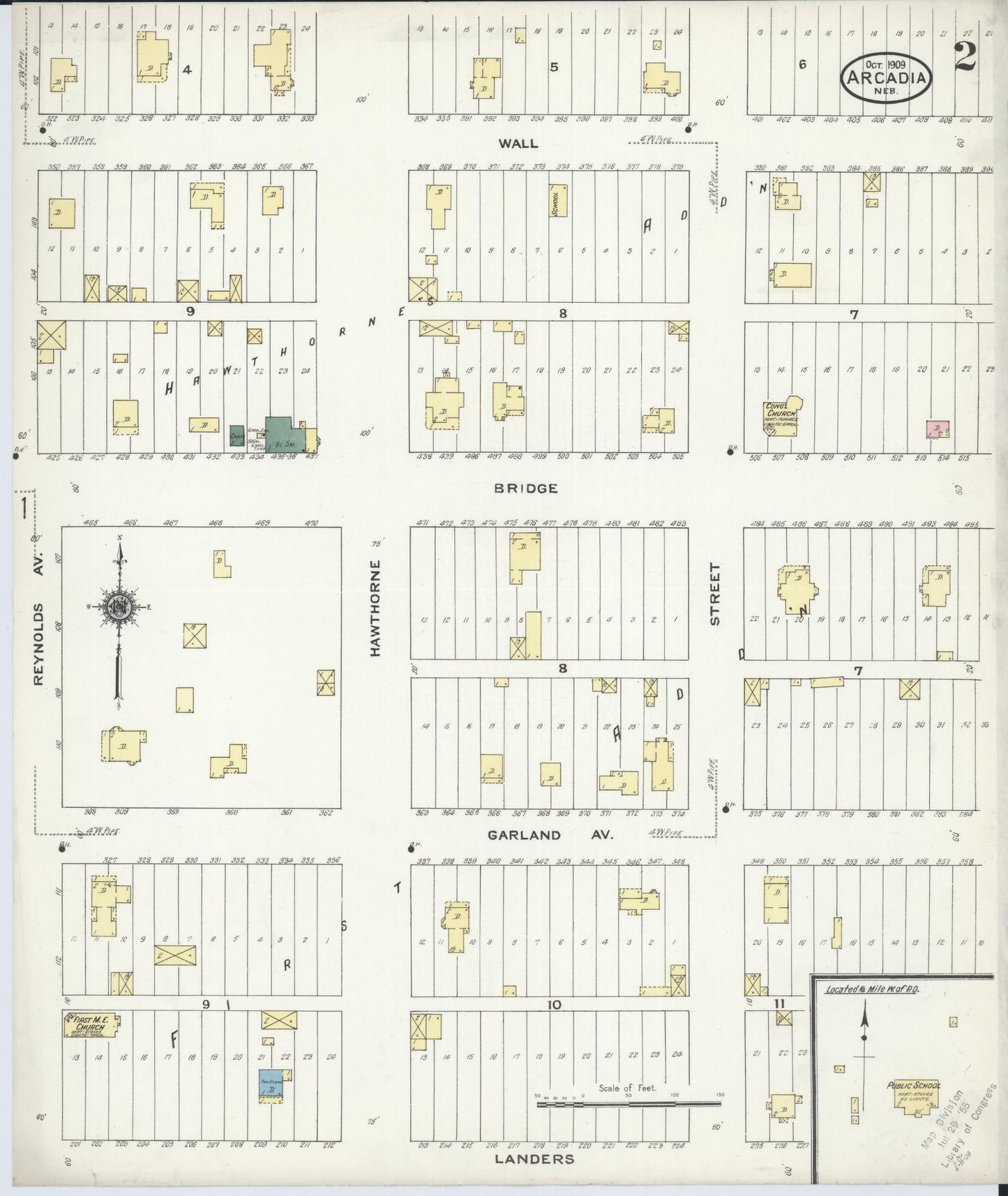 Sanborn Fire Insurance Map from Arcadia, Valley County, Nebraska (1909), Sheet #0002 - Historic Sanborn Fire Insurance Map Print, vintage old map wall art, antique decor, genealogy gift, Nebraska Nebraska map