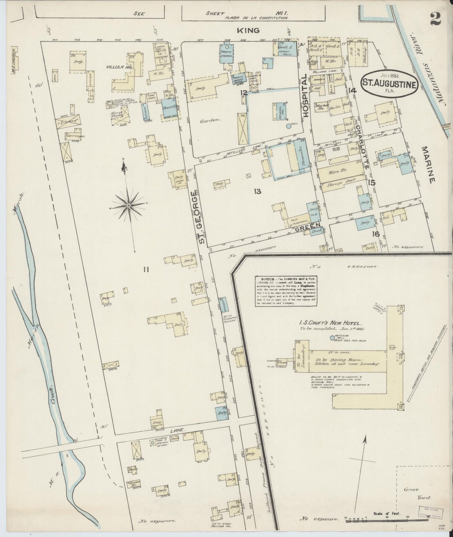 Sanborn Fire Insurance Map from Saint Augustine, Saint John's County, Florida (1884), Sheet #0002 - Complete Map Set gallery image, historic Sanborn map, vintage wall art, Florida Florida