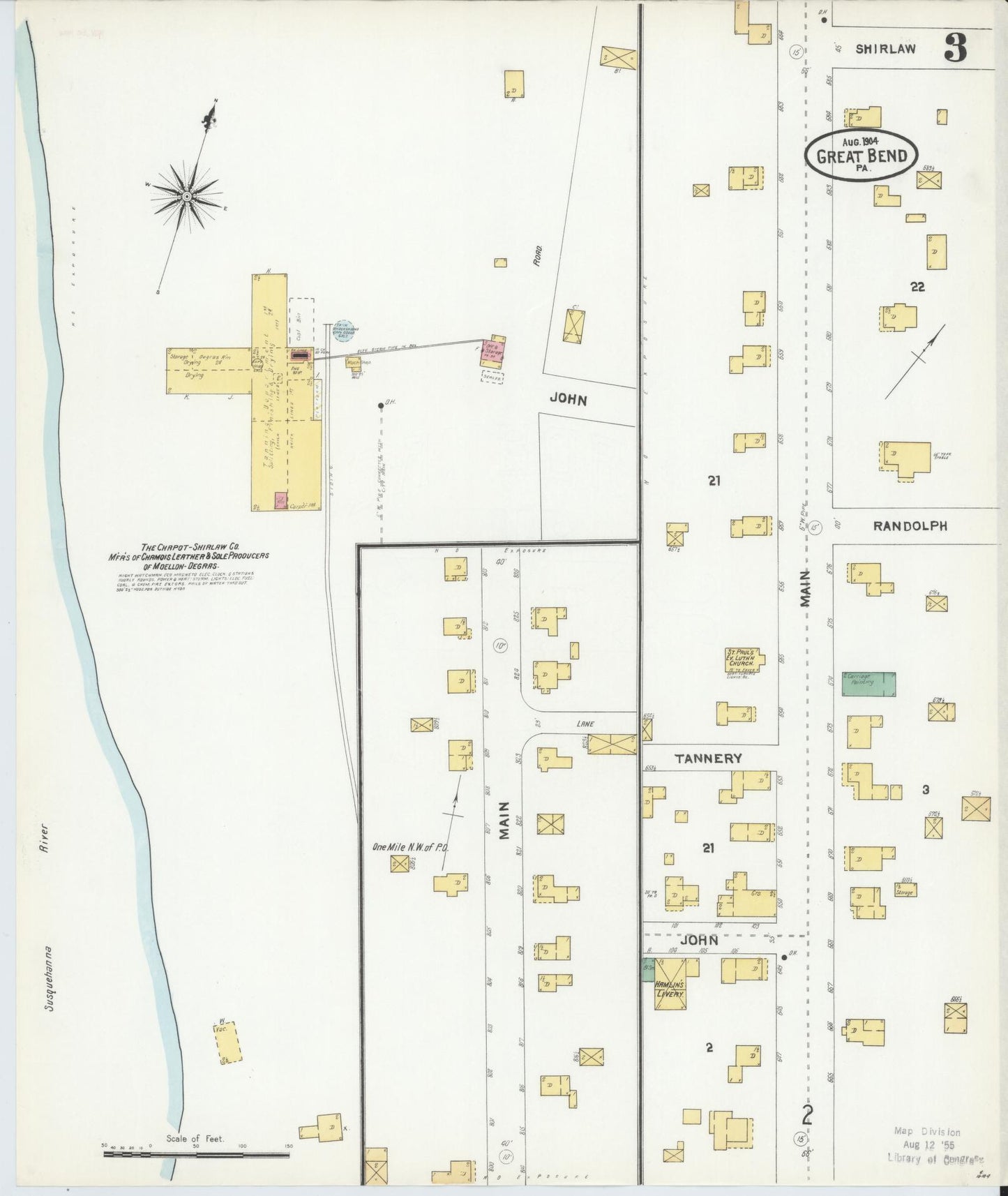 Sanborn Fire Insurance Map from Great Bend, Susquehanna County, Pennsylvania (1904), Sheet #0003 - Historic Sanborn Fire Insurance Map Print, vintage old map wall art, antique decor, genealogy gift, Pennsylvania Pennsylvania map