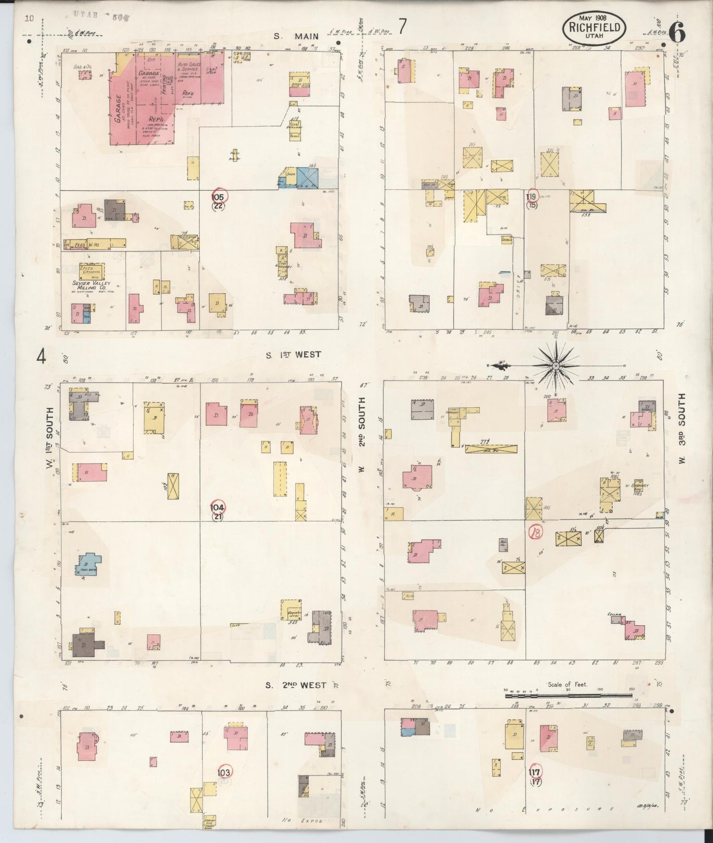 Sanborn Fire Insurance Map from Richfield, Sevier County, Utah (1930), Sheet #0006 - Historic Sanborn Fire Insurance Map Print, vintage old map wall art, antique decor, genealogy gift, Utah Utah map