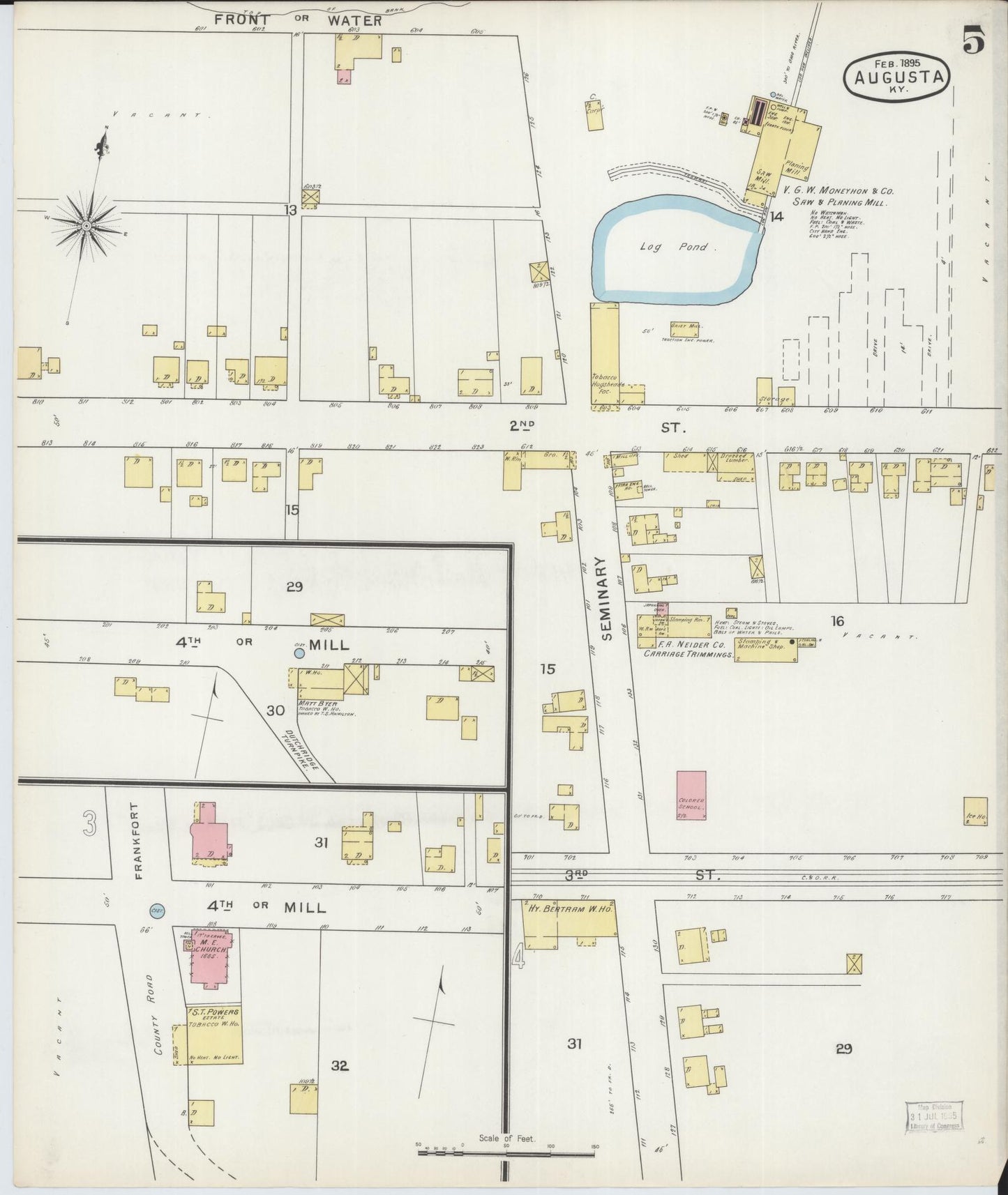 Sanborn Fire Insurance Map from Augusta, Bracken County, Kentucky (1895), Sheet #0005 - Complete Map Set gallery image, historic Sanborn map, vintage wall art, Kentucky Kentucky