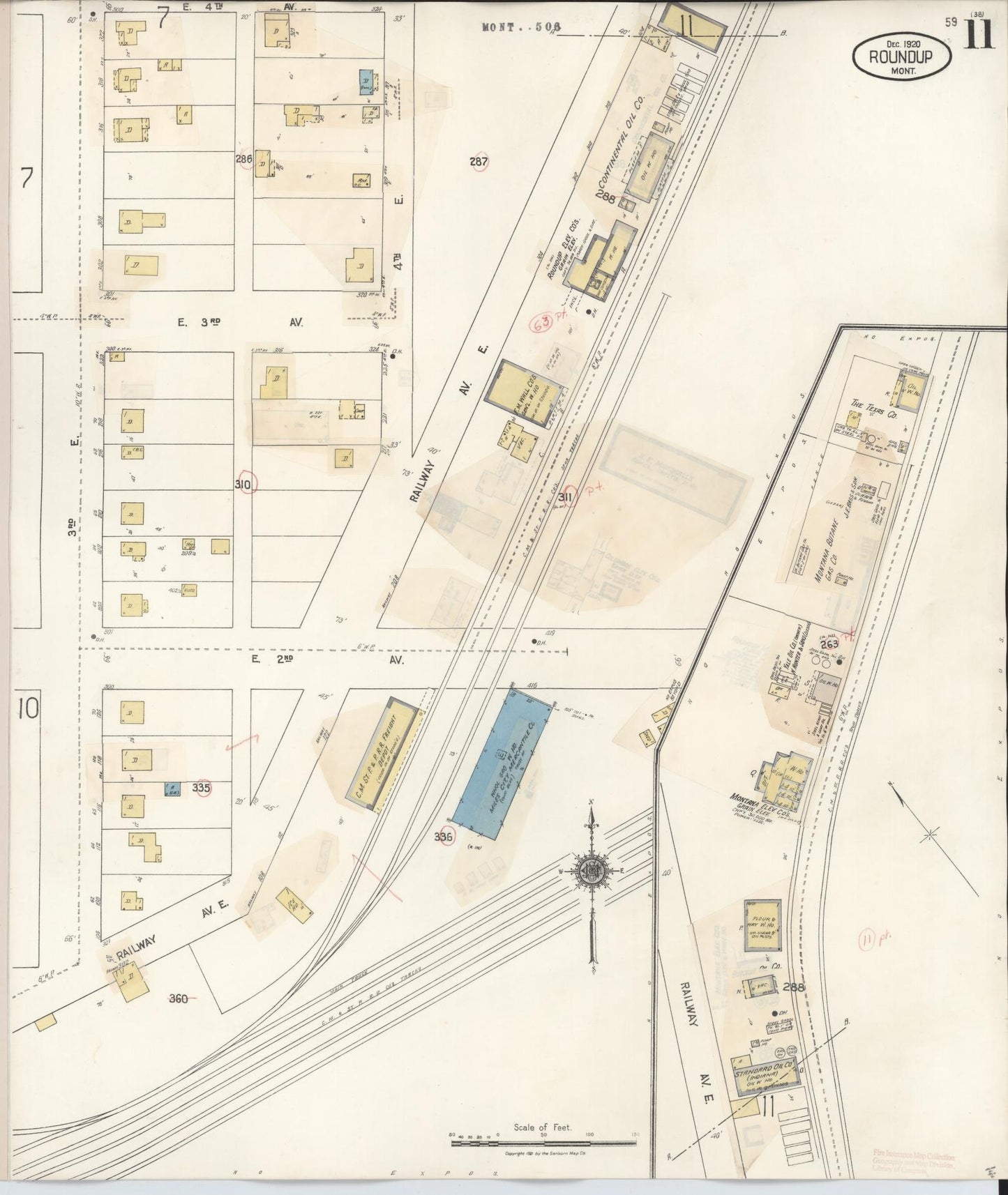 Sanborn Fire Insurance Map from Roundup, Musselshell County, Montana (1944), Sheet #0011 - Historic Sanborn Fire Insurance Map Print, vintage old map wall art, antique decor, genealogy gift, Montana Montana map
