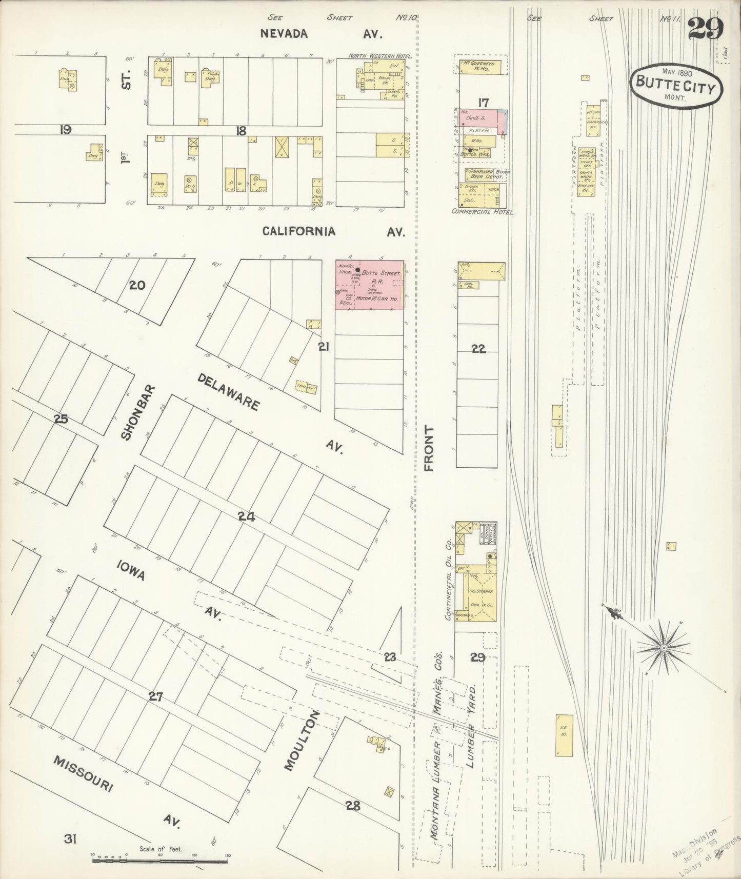 Sanborn Fire Insurance Map from Butte, Silver Bow County, Montana (1890), Sheet #0029 - Historic Sanborn Fire Insurance Map Print, vintage old map wall art, antique decor, genealogy gift, Montana Montana map