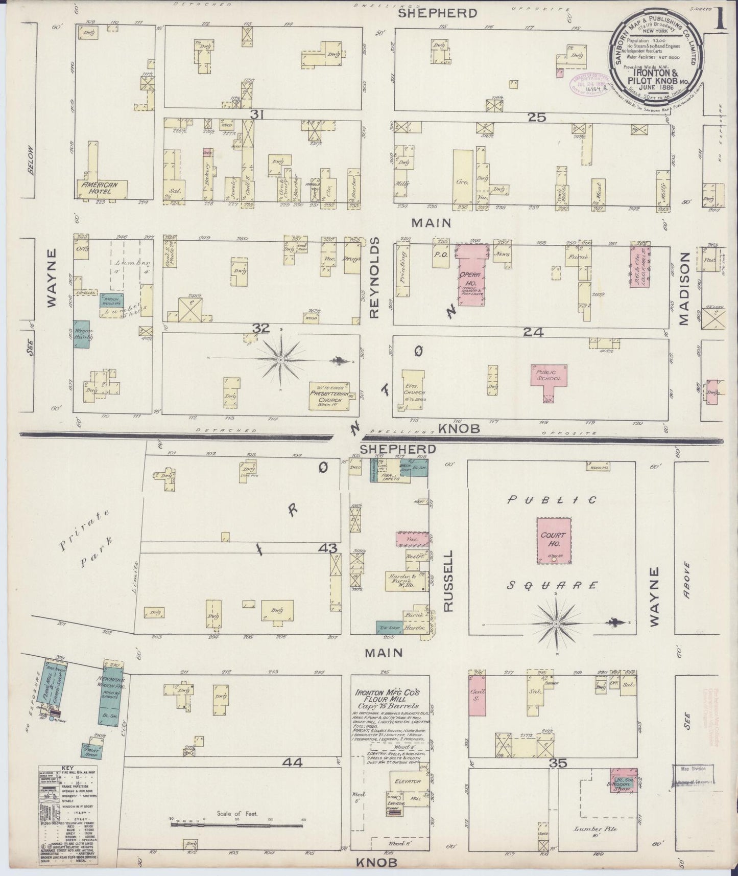 Sanborn Fire Insurance Map from Ironton, Iron County, Missouri. (1886) – Historic Sanborn Fire Insurance Map Print