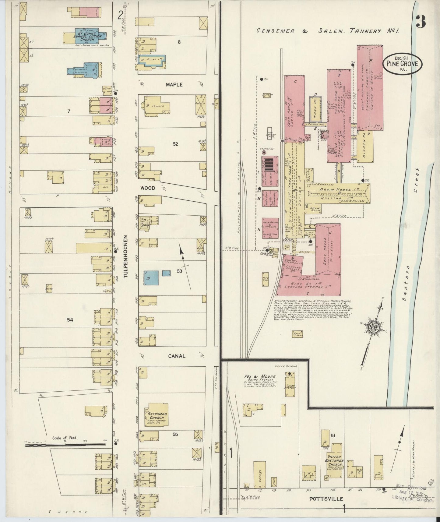 Sanborn Fire Insurance Map from Pine Grove, Schuylkill County, Pennsylvania (1911), Sheet #0003 - Complete Map Set gallery image, historic Sanborn map, vintage wall art, Pennsylvania Pennsylvania