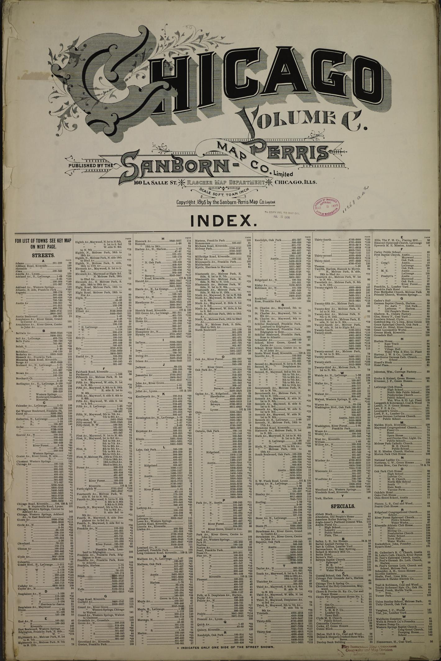 Sanborn Fire Insurance Map from Chicago, Cook County, Illinois. (1895), Sheet 1 – Historic Sanborn Fire Insurance Map Print