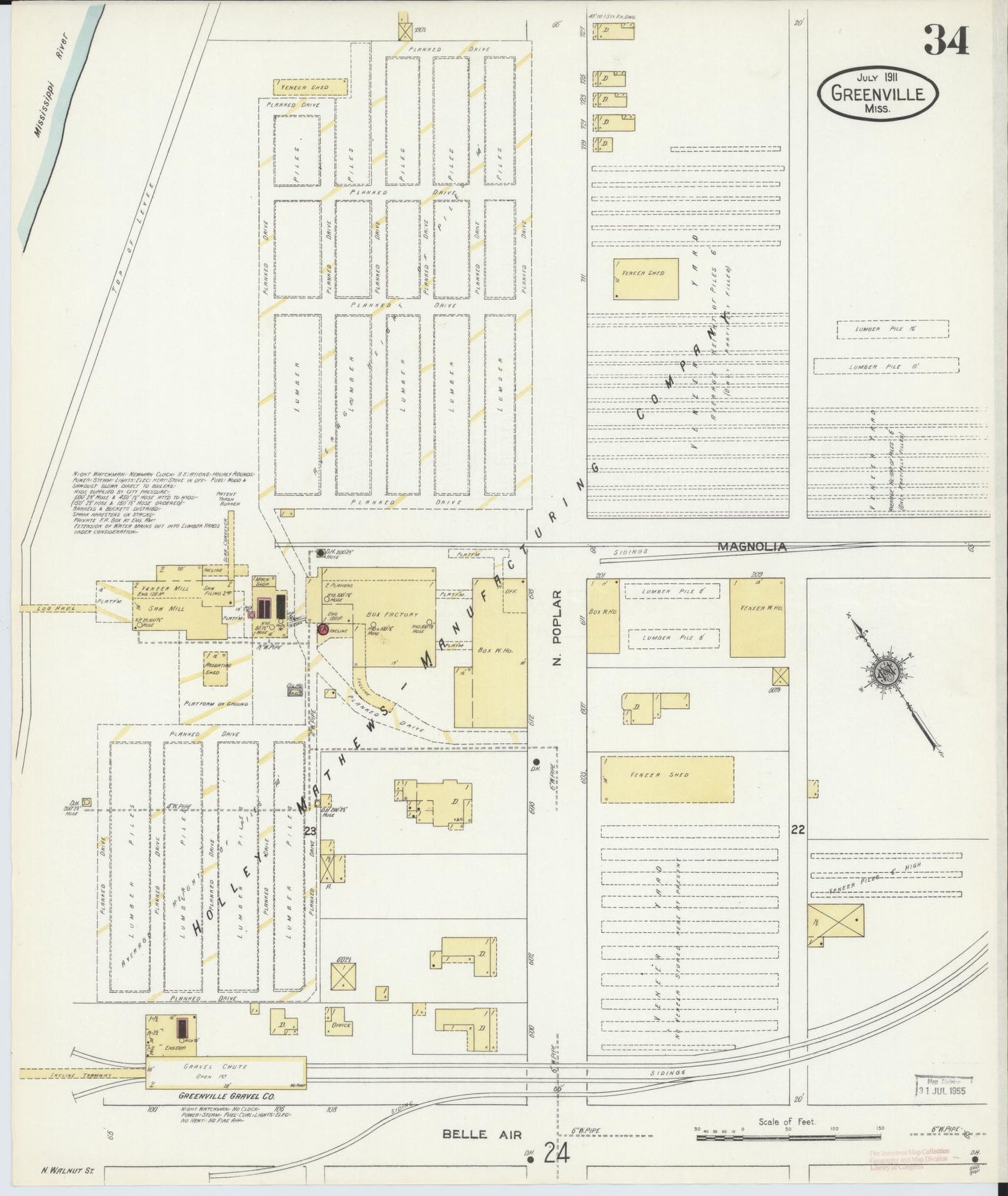 Sanborn Fire Insurance Map from Greenville, Washington County, Mississippi (1911), Sheet #0034 - Historic Sanborn Fire Insurance Map Print, vintage old map wall art, antique decor, genealogy gift, Mississippi Mississippi map